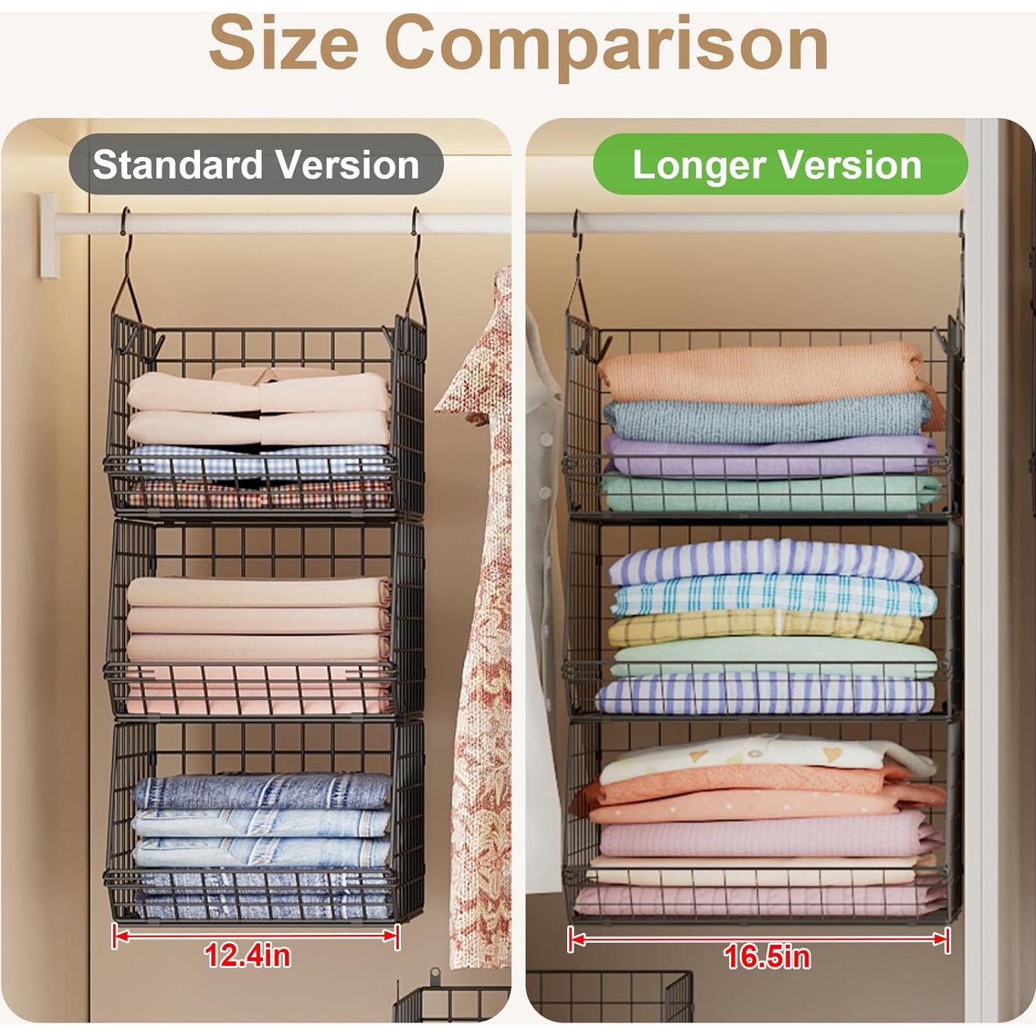 Estante Colgante de Closet Jautokerdar 3 Niveles Negro