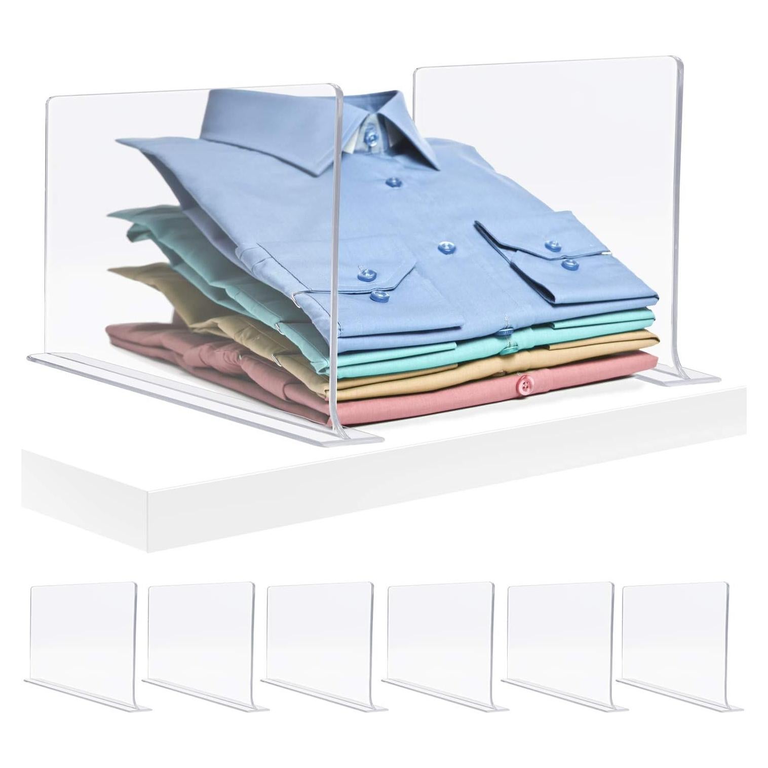 Divisores de Estante Acrílico Sorbus - Paquete de 6, Transparente