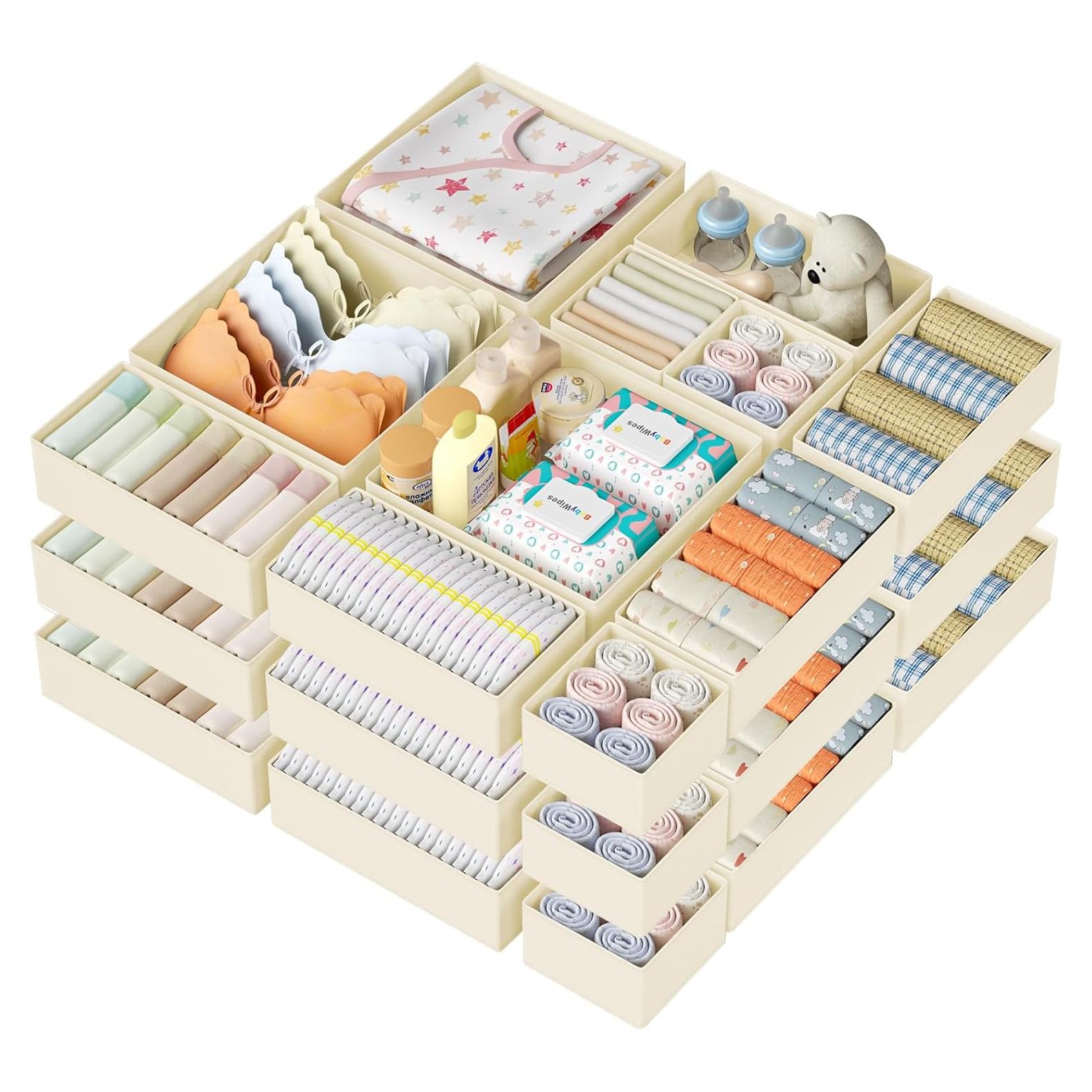 Organizador de Cajones DIMJ - 24 Piezas Beige para Ropa