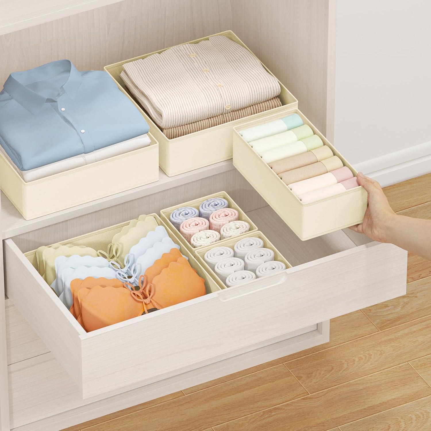 Organizador de Cajones DIMJ - 24 Piezas Beige para Ropa