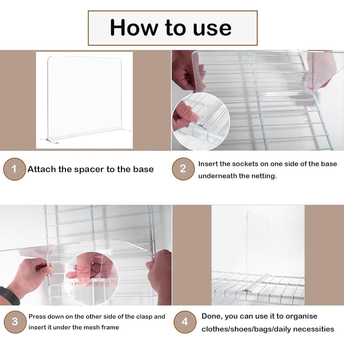 Juego de 4 Divisores de Estante Acrílico DOLRRCM 31.2x24.2cm