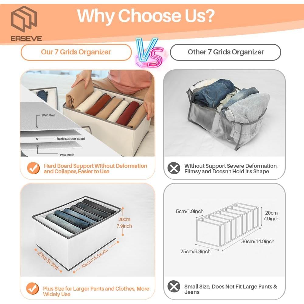 Organizador de Armario EASEVE 2 Paquete 7 Rejillas Plegables