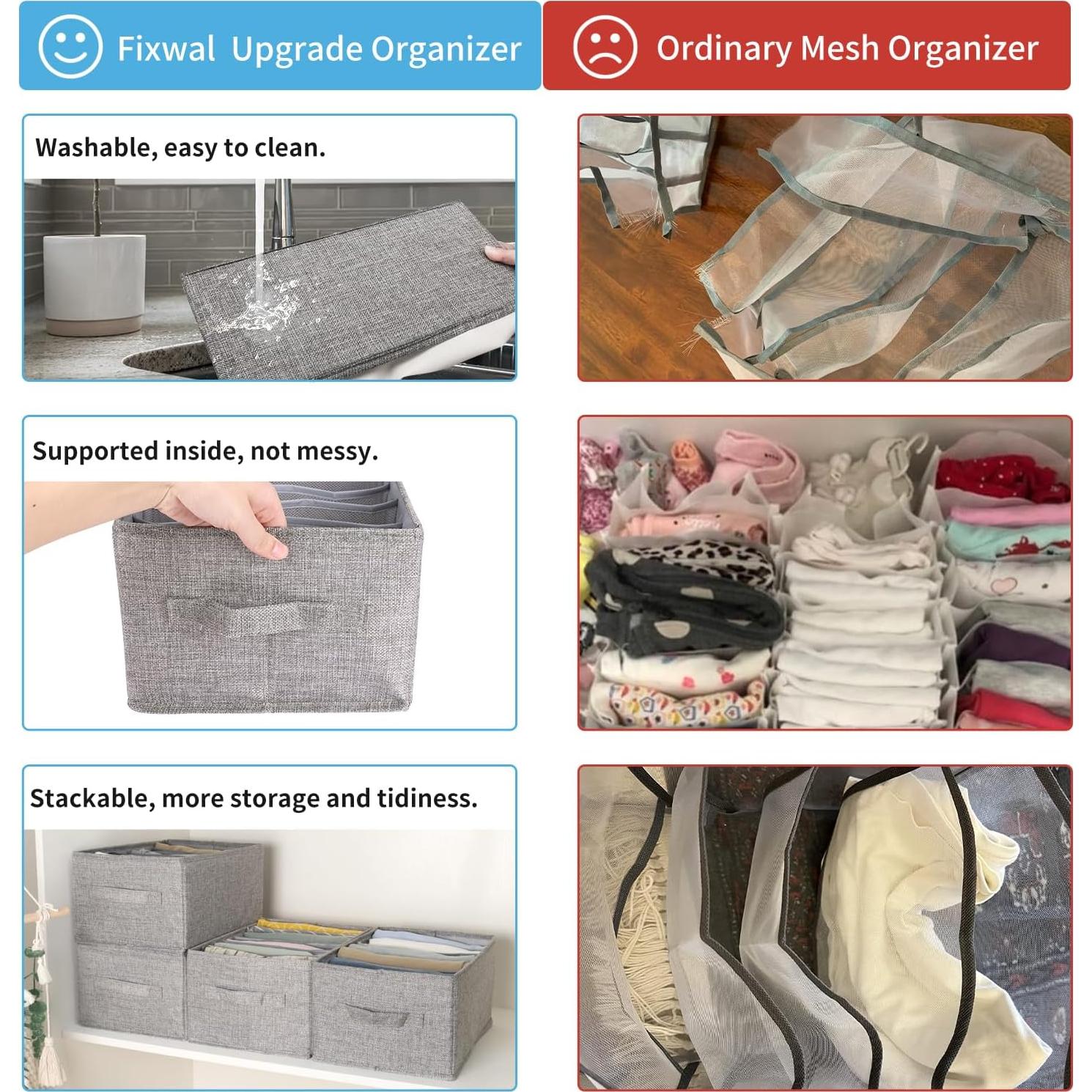 Organizador de Ropa Fixwal 4pcs con 7 Divisiones para Closet