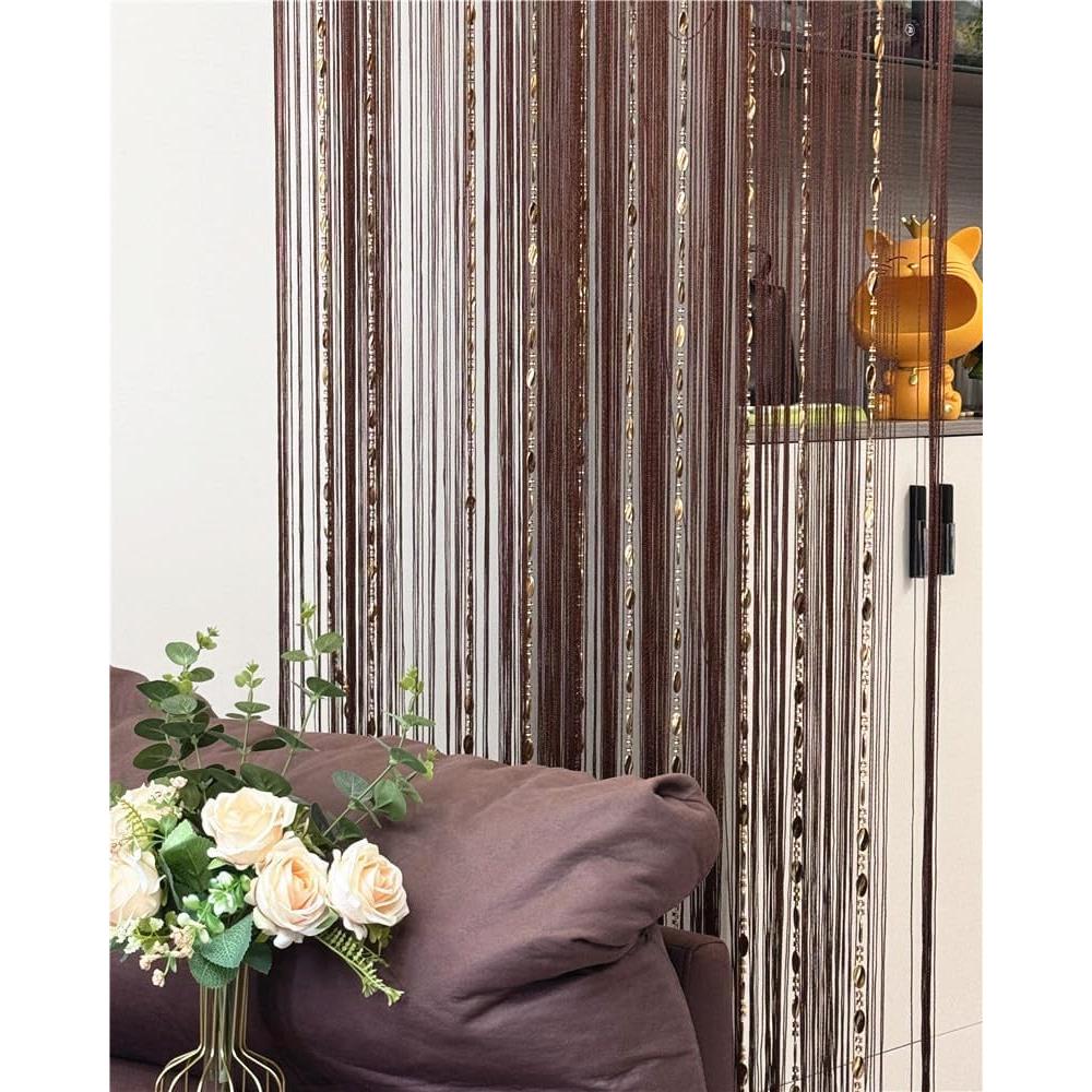 Cortina de Cuerda Decorativa Ave Split 100x200cm Café