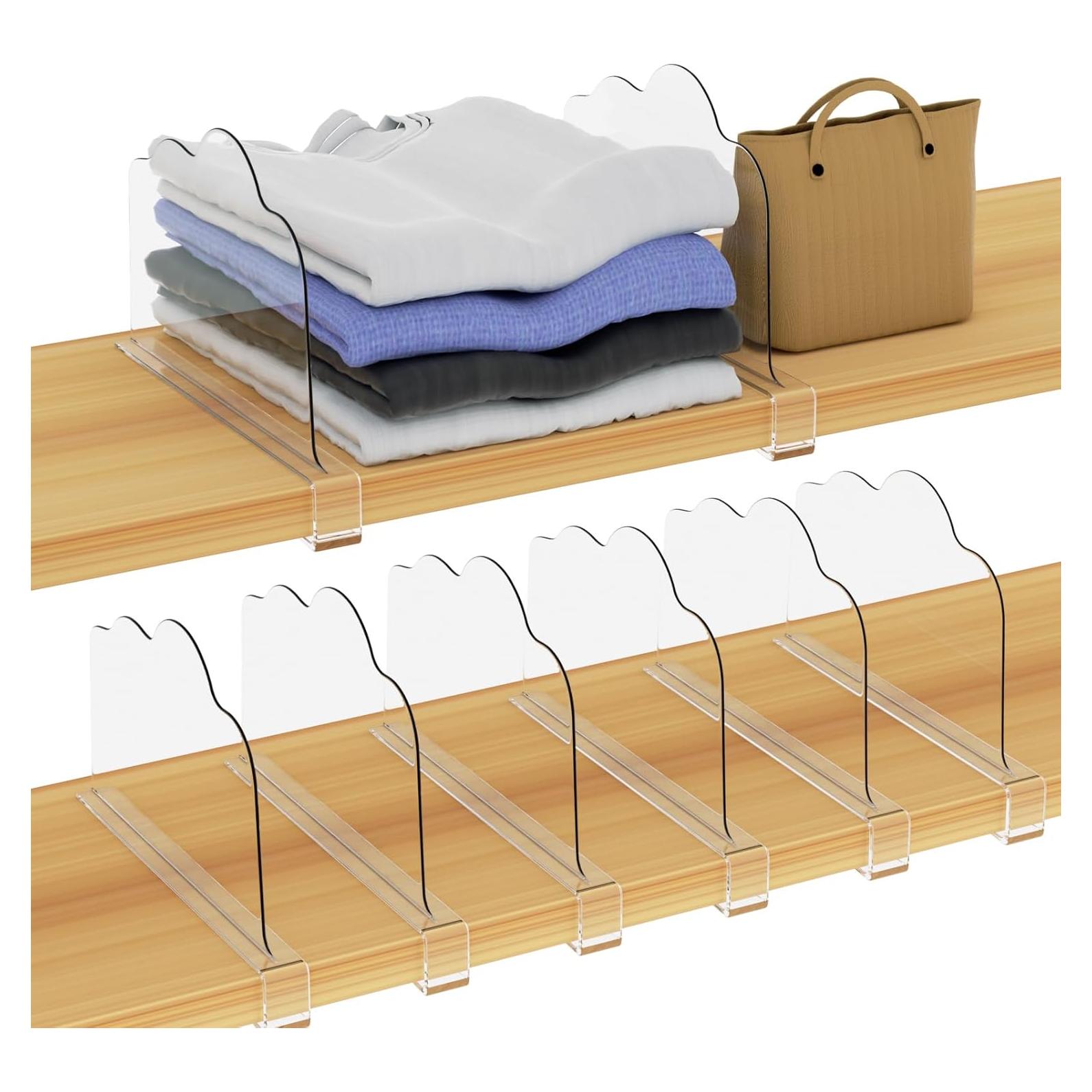 6 Divisores de Estante Acrílico Shruy para Closet 30x20.5cm