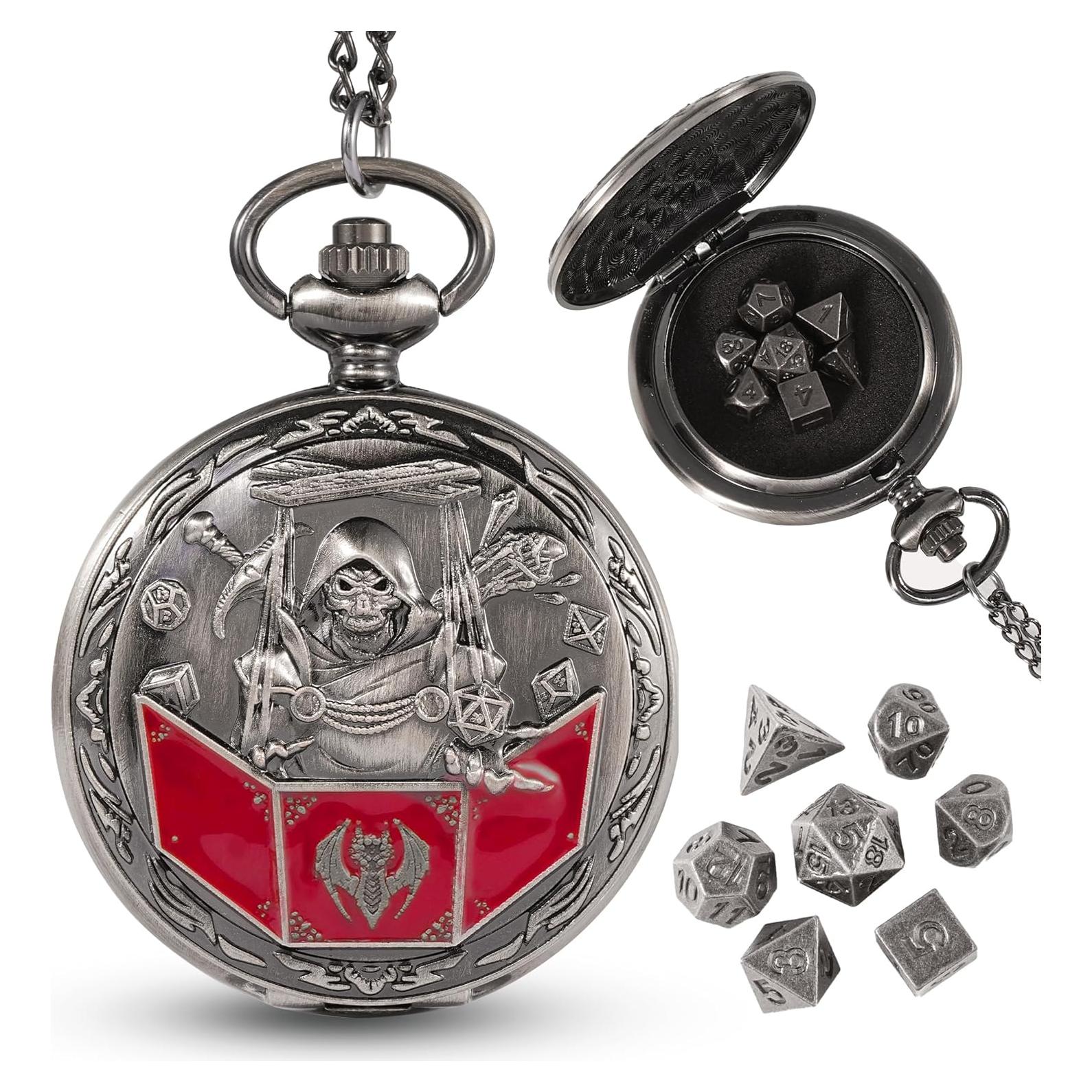 Juego de Dados D&D Banloga 7PCS Metal Plata Antigua Mini