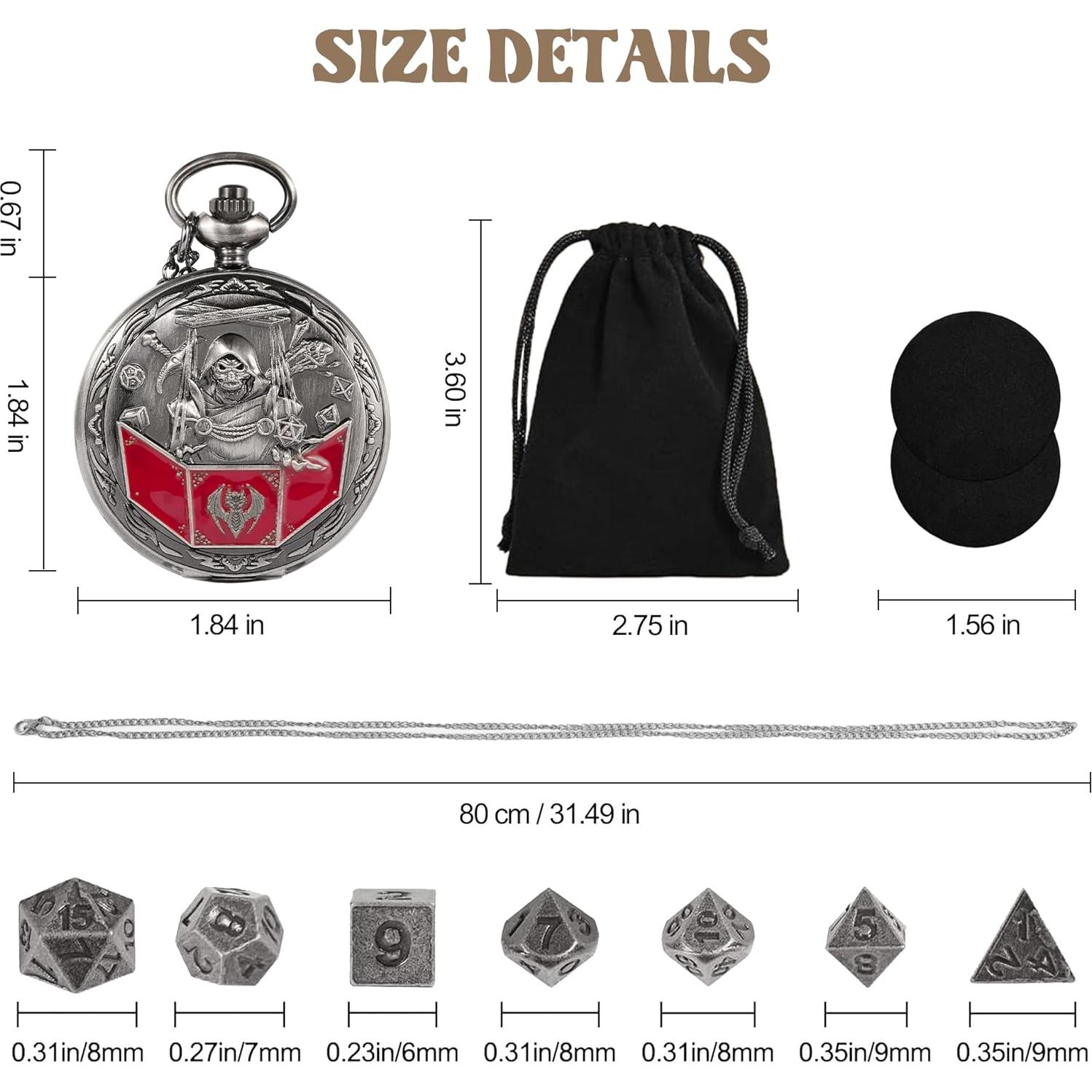 Juego de Dados D&D Banloga 7PCS Metal Plata Antigua Mini