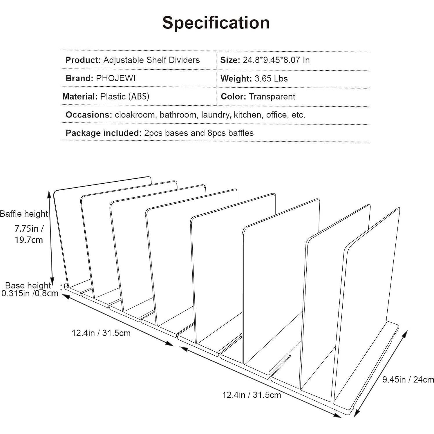 Organizador de Bolsos PHOJEWI Ajustable Transparente 63x24cm