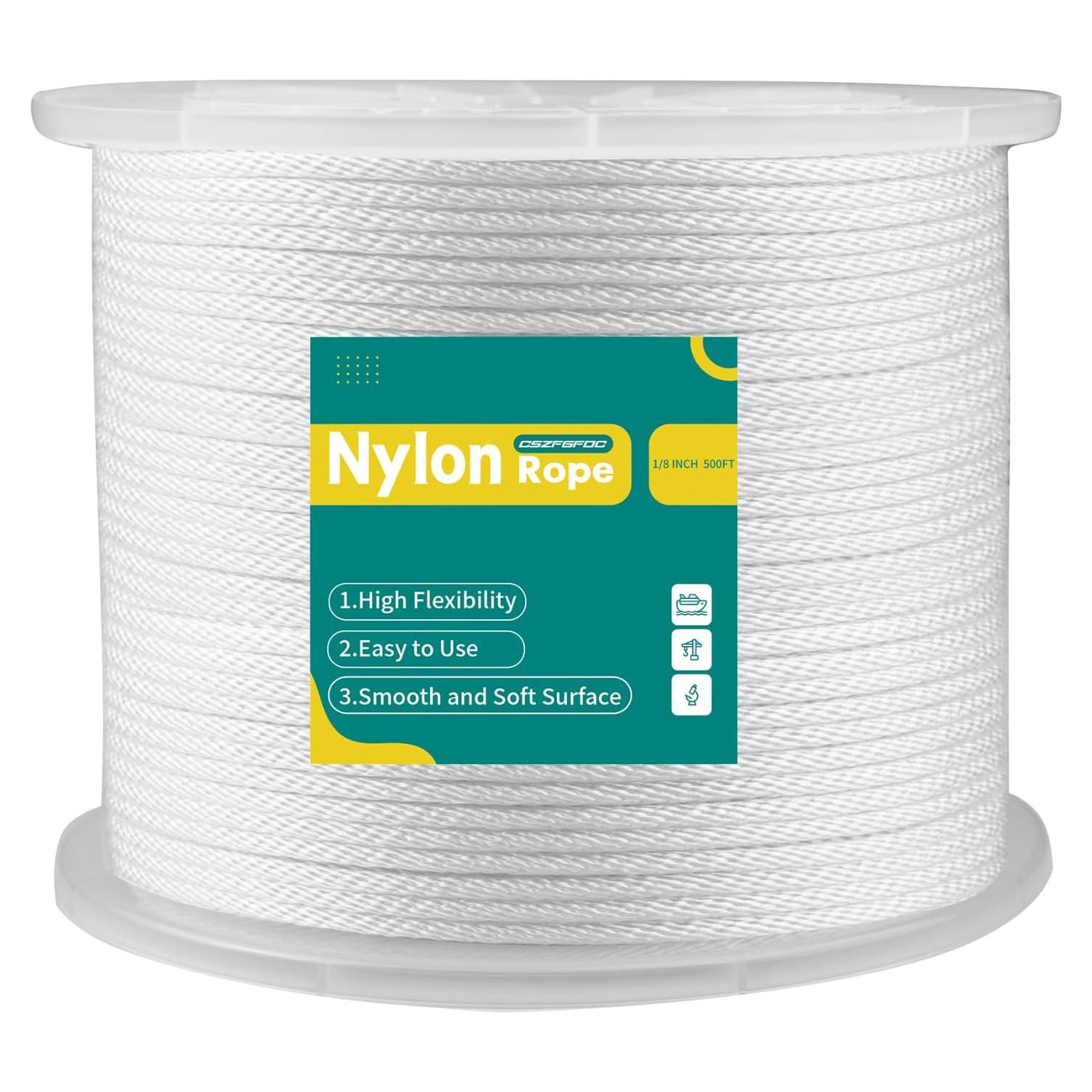 Cuerda de Nylon Trenzada 1/8" CSZFGFDC 500 Pies Alta Resistencia