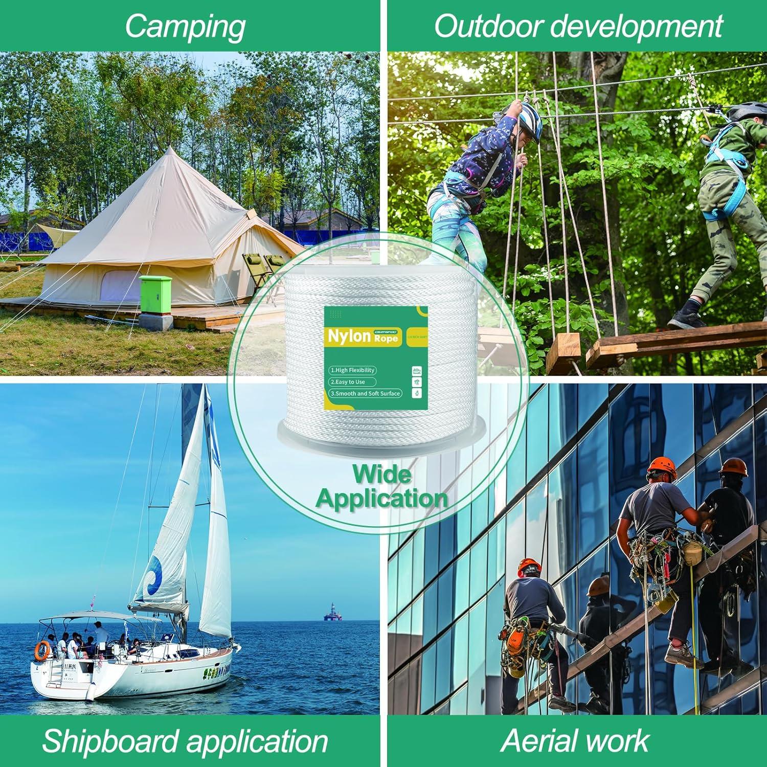 Cuerda de Nylon Trenzada 1/8" CSZFGFDC 500 Pies Alta Resistencia