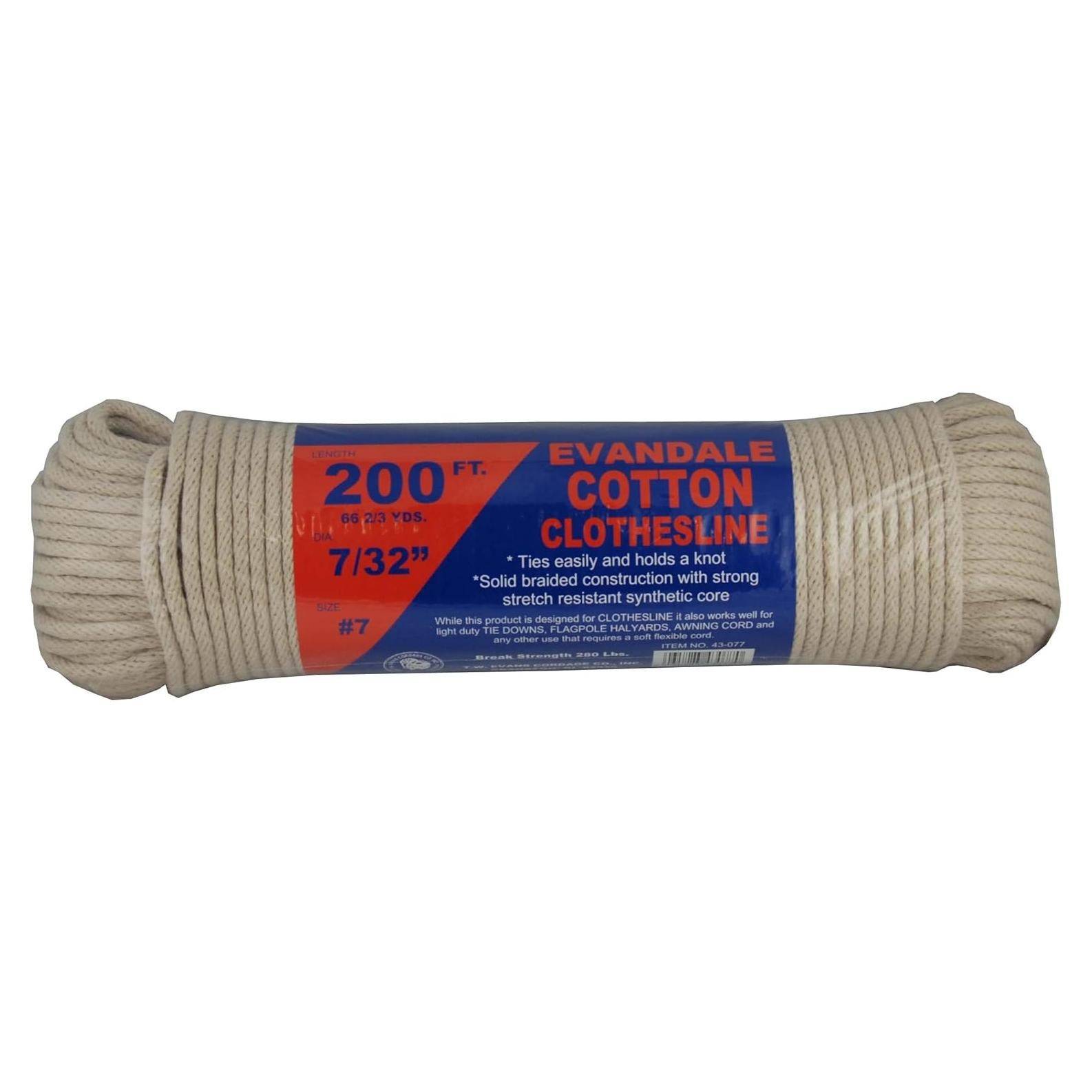Cuerda de Ropa Algodón T.W. Evans 60.96 m Trenzado Sólido