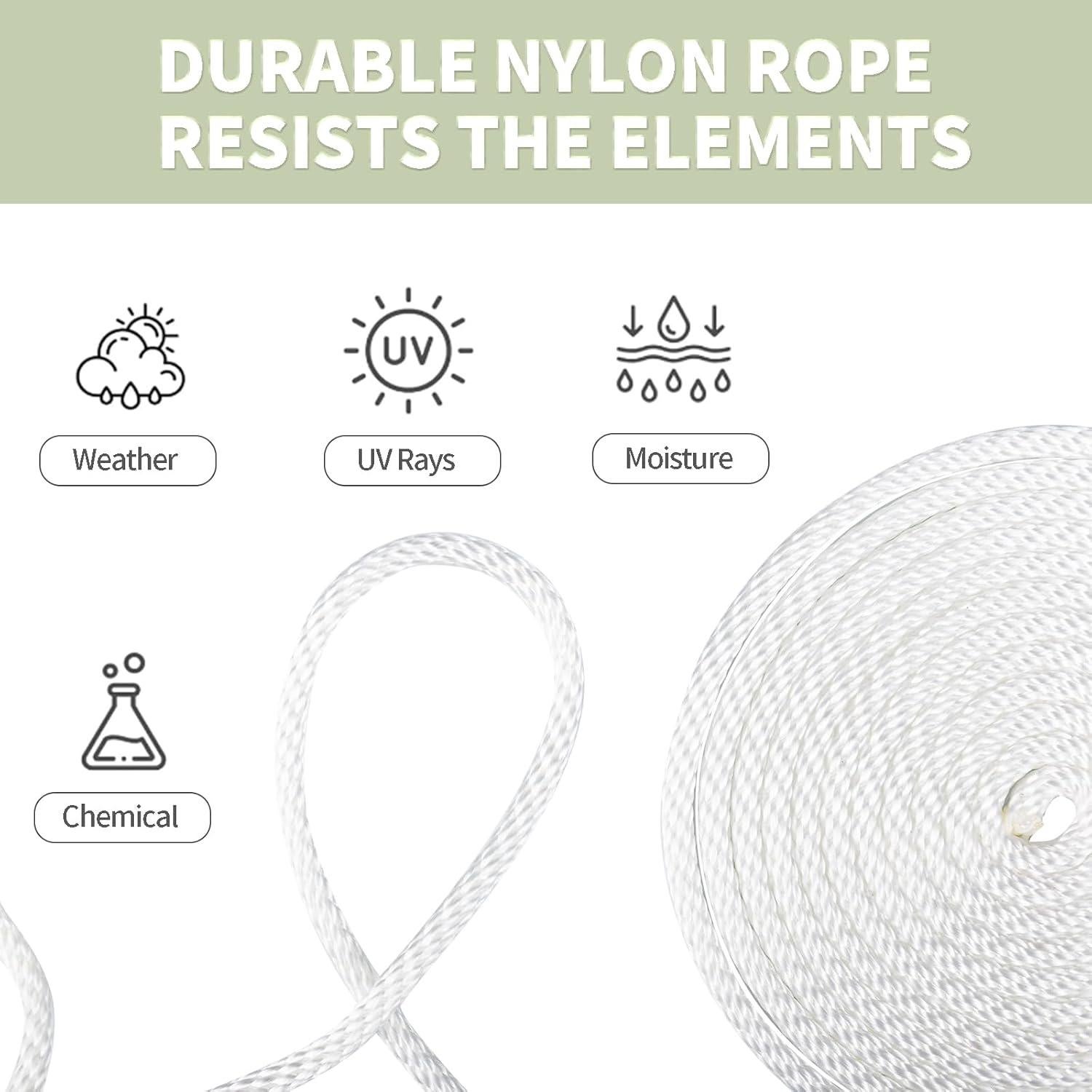 Cuerda de Nylon Trenzada 1/4" 500ft LUOPUTUO Alta Resistencia