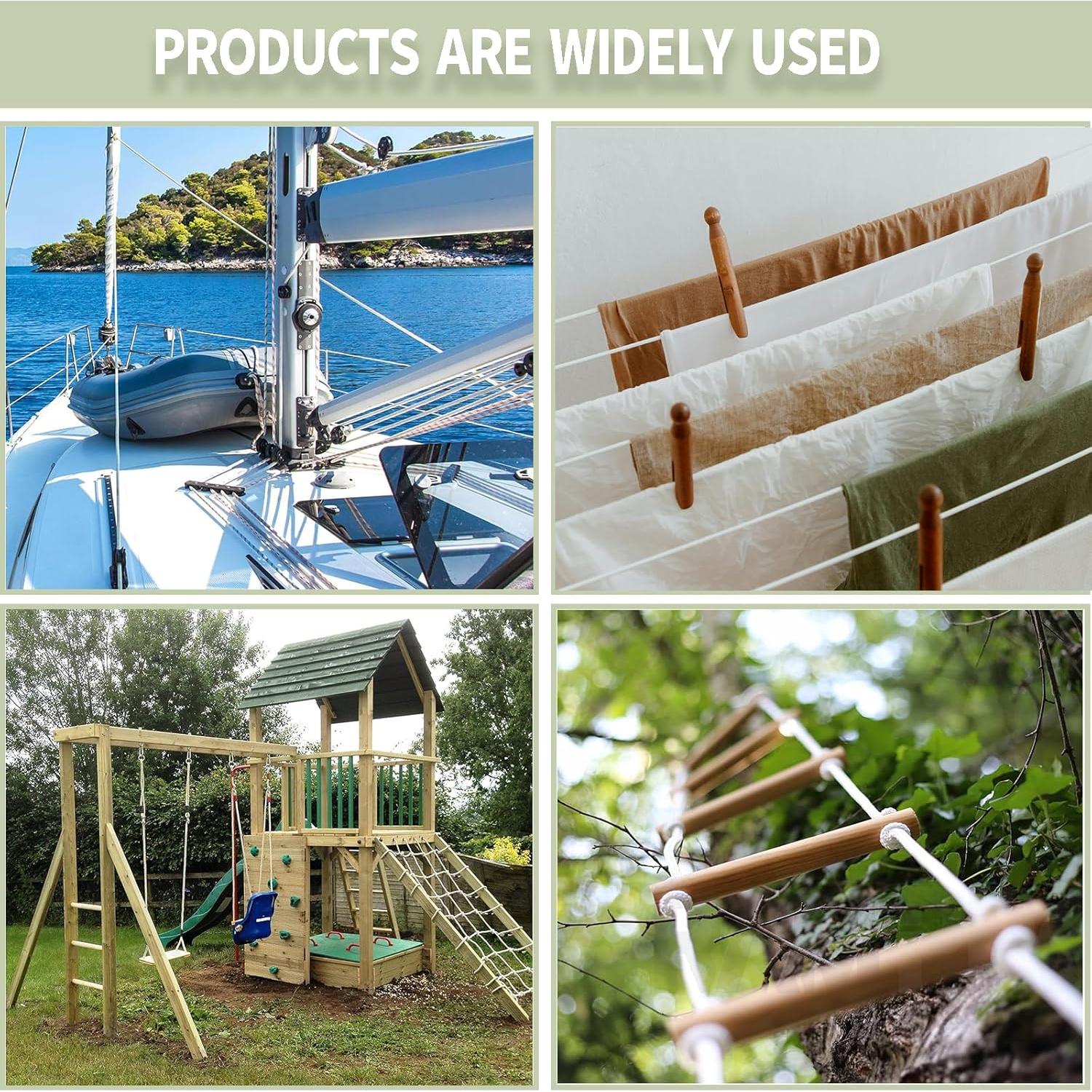 Cuerda de Nylon Trenzada 1/4" 500ft LUOPUTUO Alta Resistencia