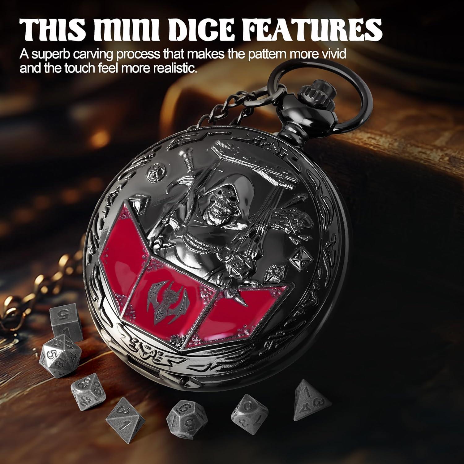 Juego de Dados D&D Banloga 7PCS Metal Negro con Estuche