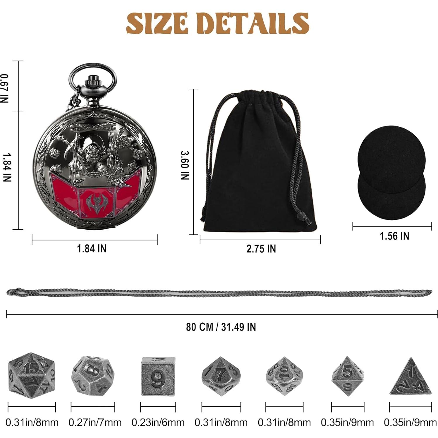 Juego de Dados D&D Banloga 7PCS Metal Negro con Estuche