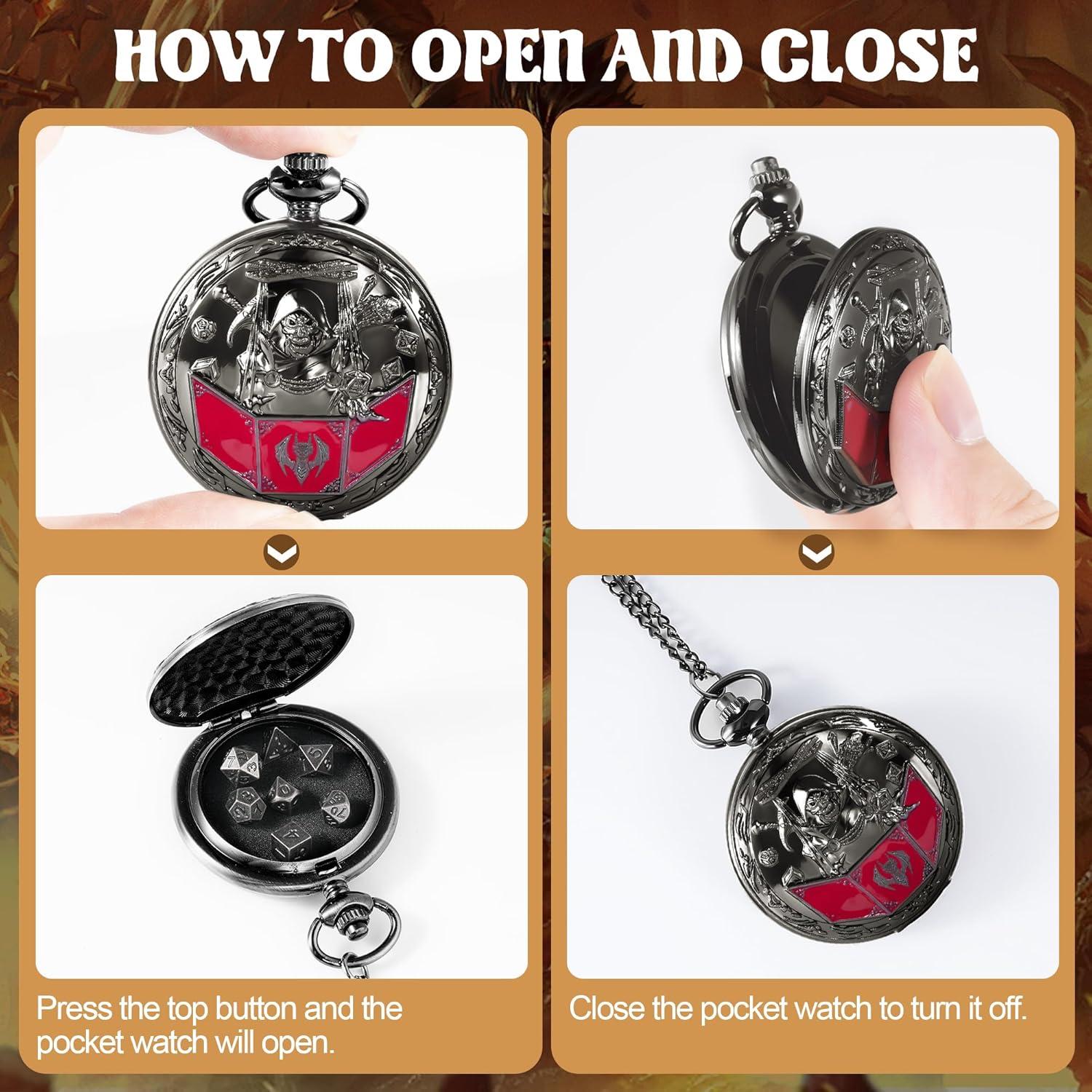 Juego de Dados D&D Banloga 7PCS Metal Negro con Estuche