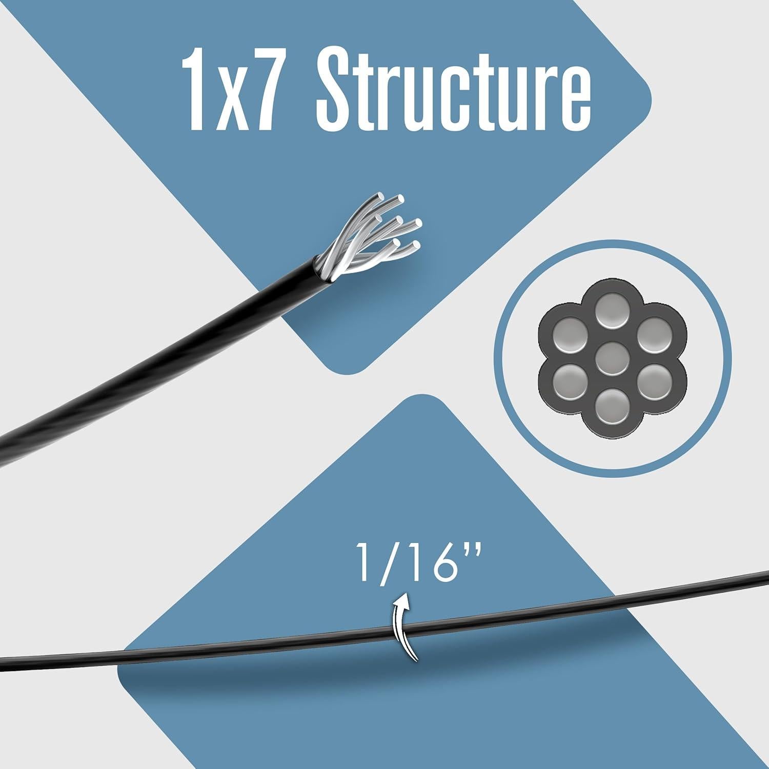 Cable de Acero Trenzado Houseables 1/16" (0.16 cm) 60.96 m