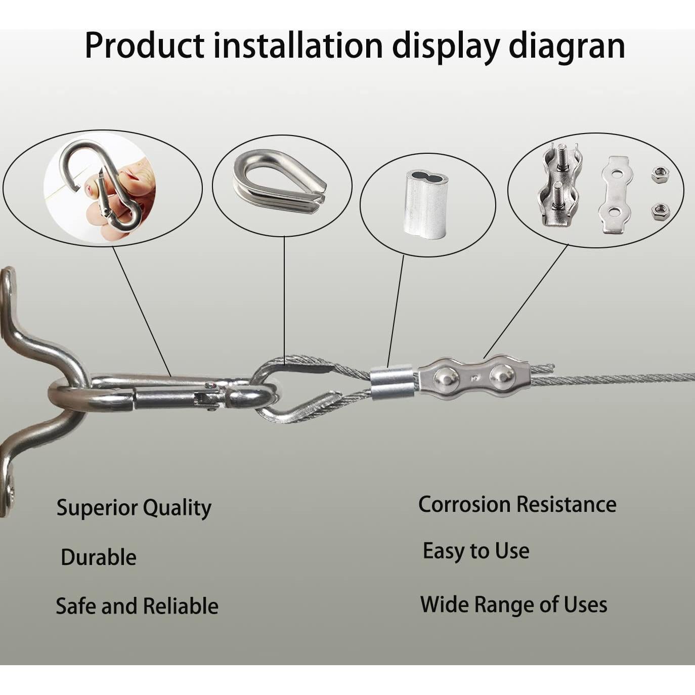 Kit de Cable de Acero Inoxidable 50m BRISBONN con Tensores M5