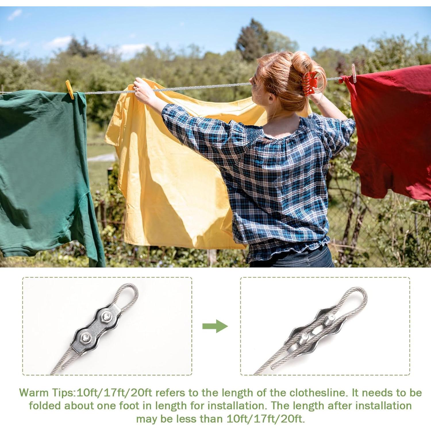 Cuerda de Ropa DEWEL 3.3m Acero Inoxidable Alta Resistencia