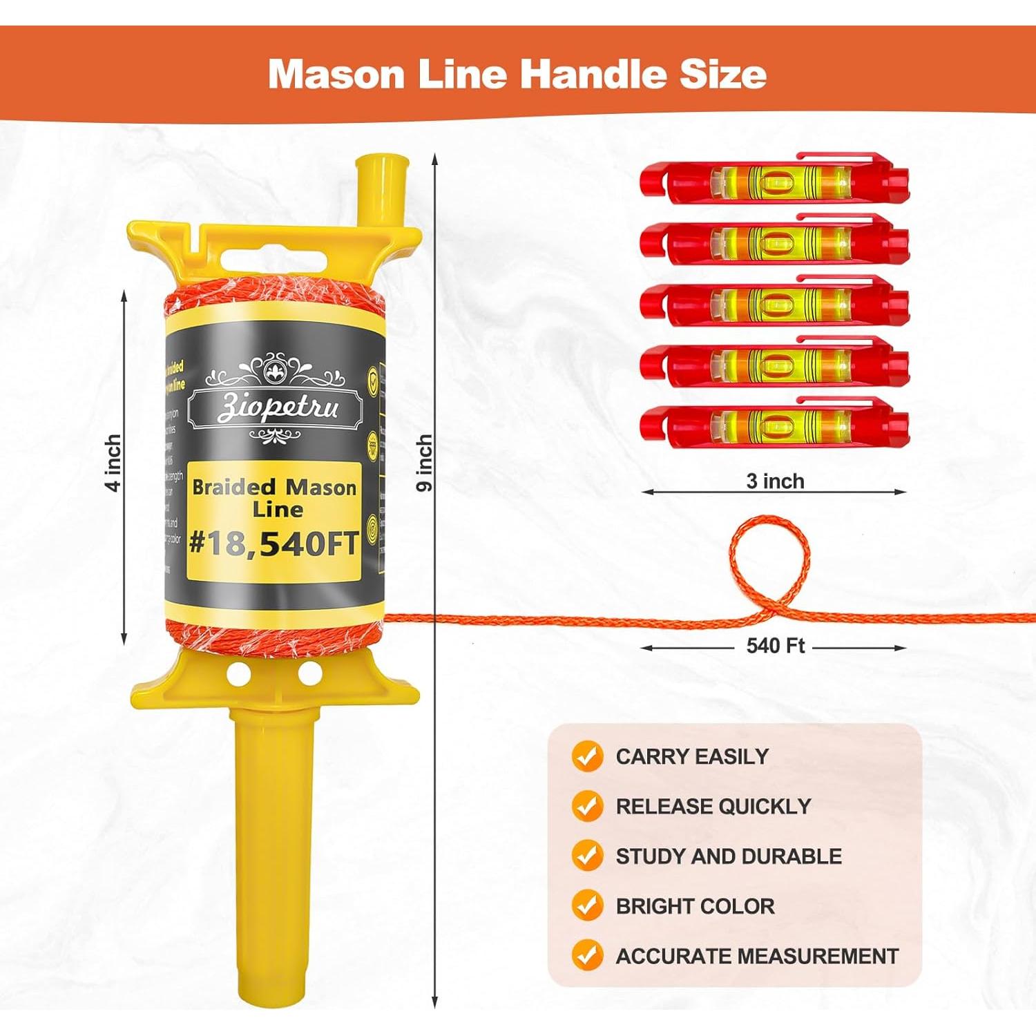 Cuerda de Línea de Albañil Ziopetru 164.59m Nylon Naranja