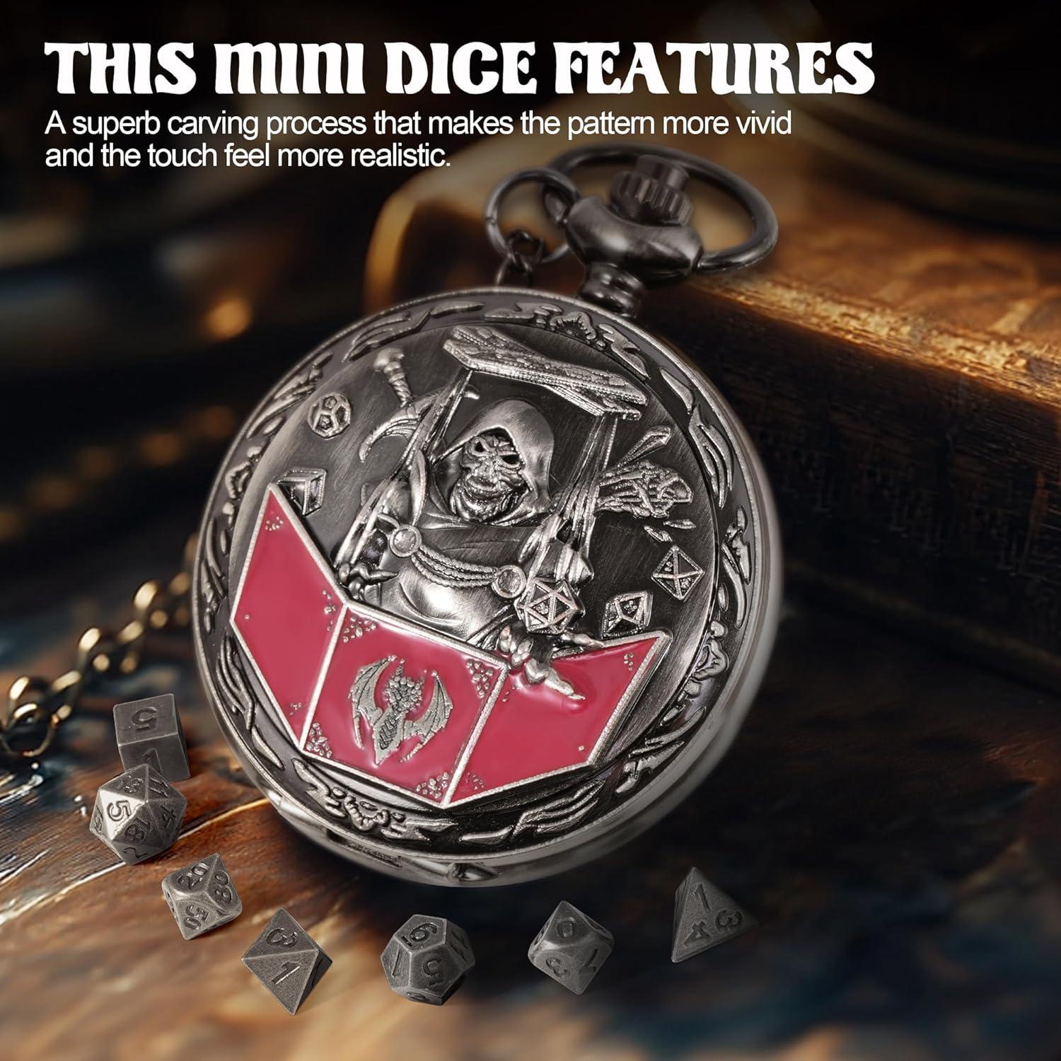 Juego de Dados D&D Banloga 7PCS Metal Plata Antigua