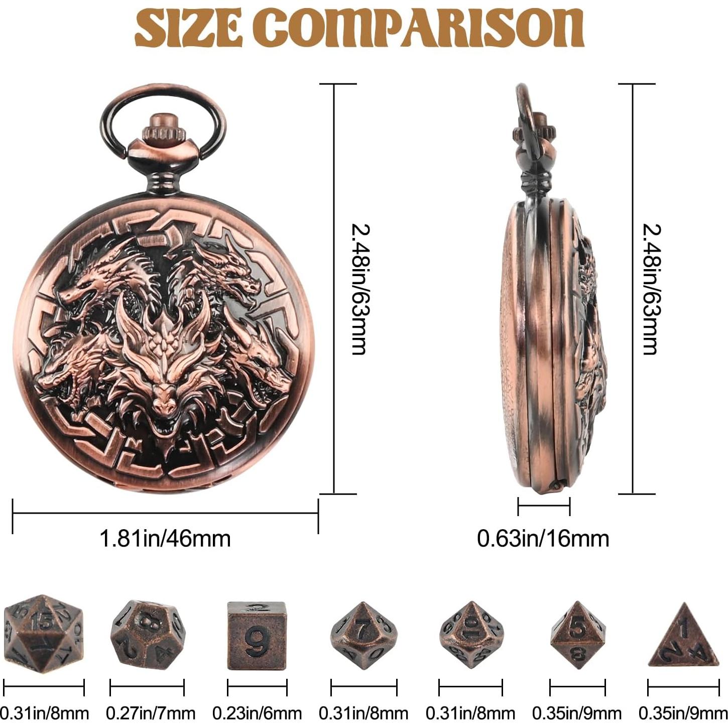 Juego de Dados D&D Banloga 7PCS Metal con Estuche Dragón