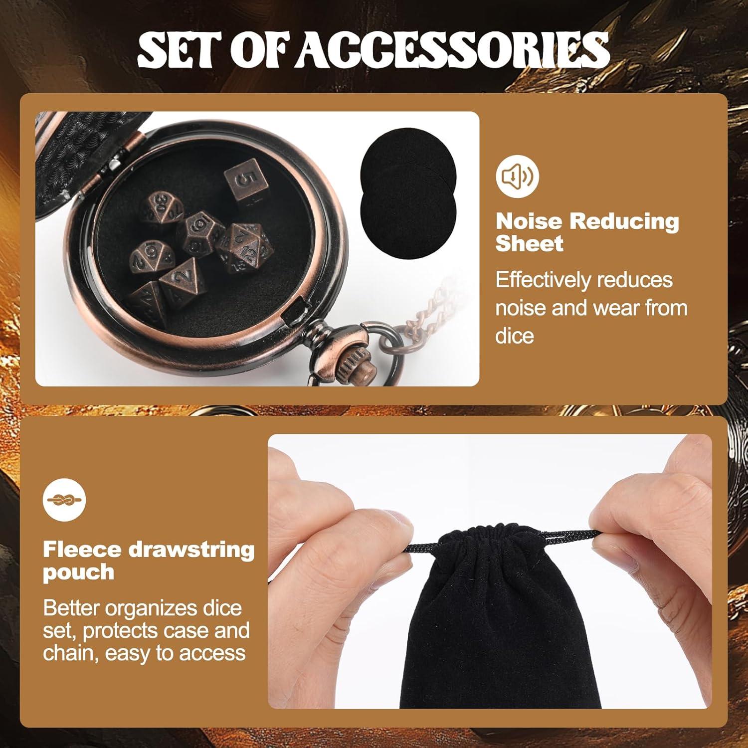 Juego de Dados D&D Banloga 7PCS Metal con Estuche Dragón