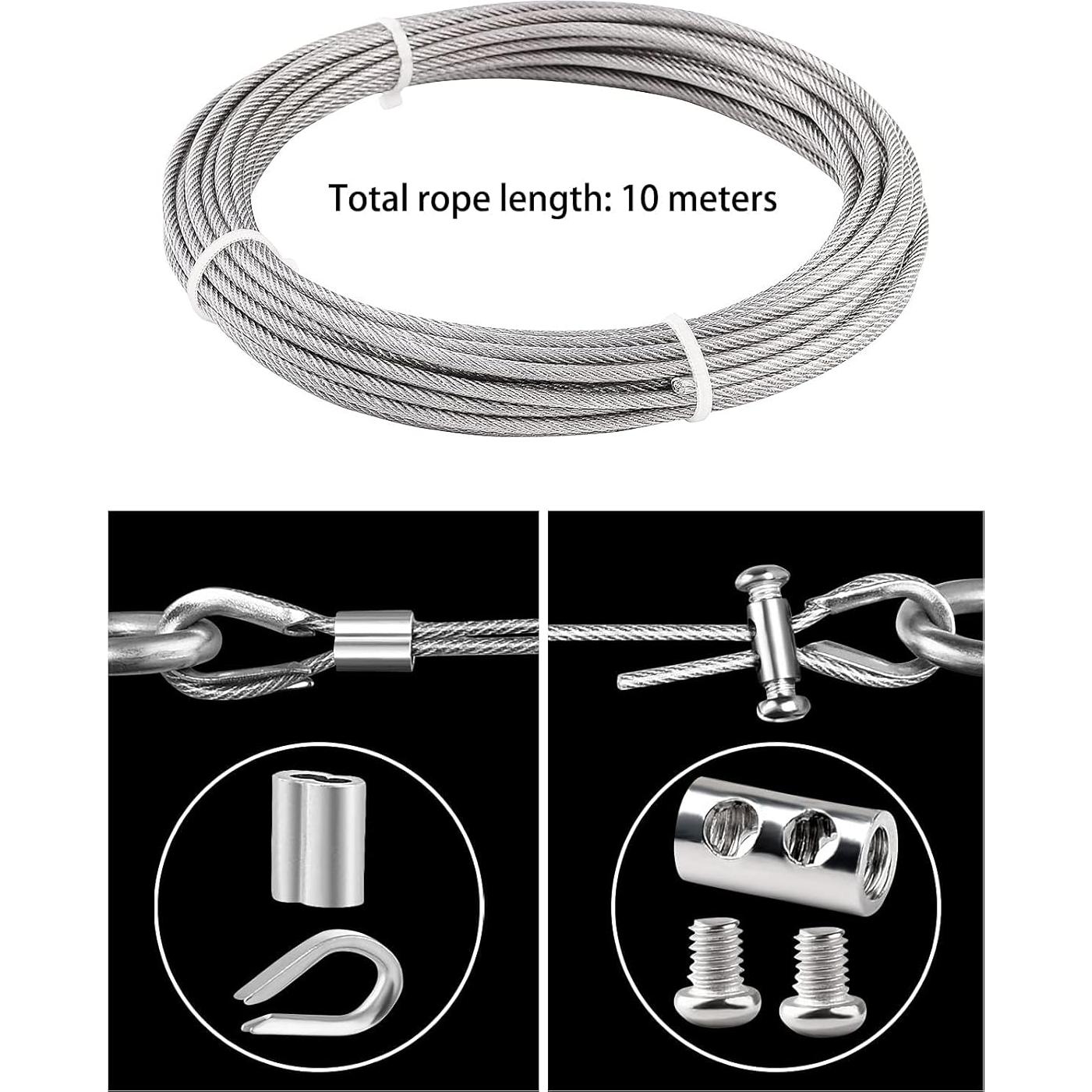 Kit de Cable de Acero Inoxidable 10m 3mm TooTaci para Jardín