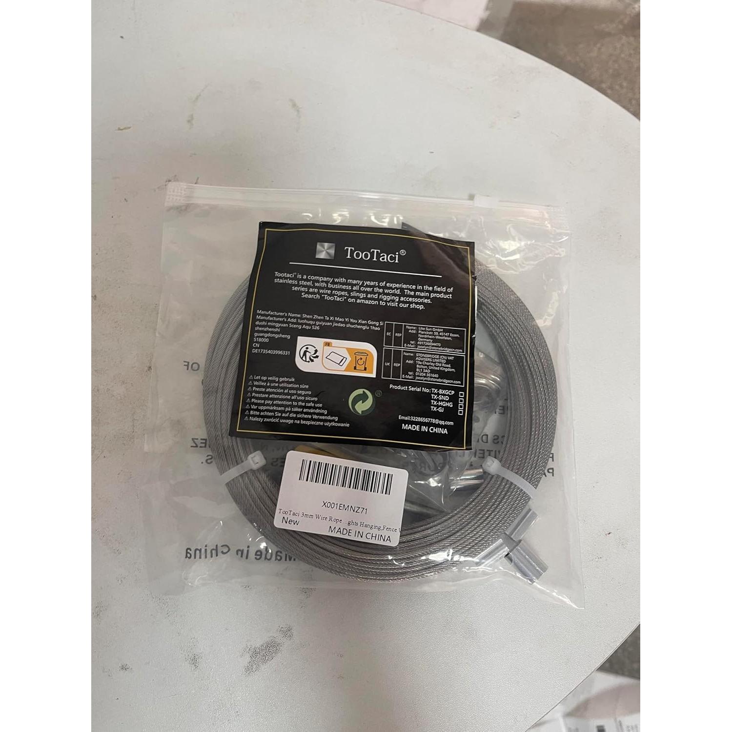 Kit de Cable de Acero Inoxidable 10m 3mm TooTaci para Jardín