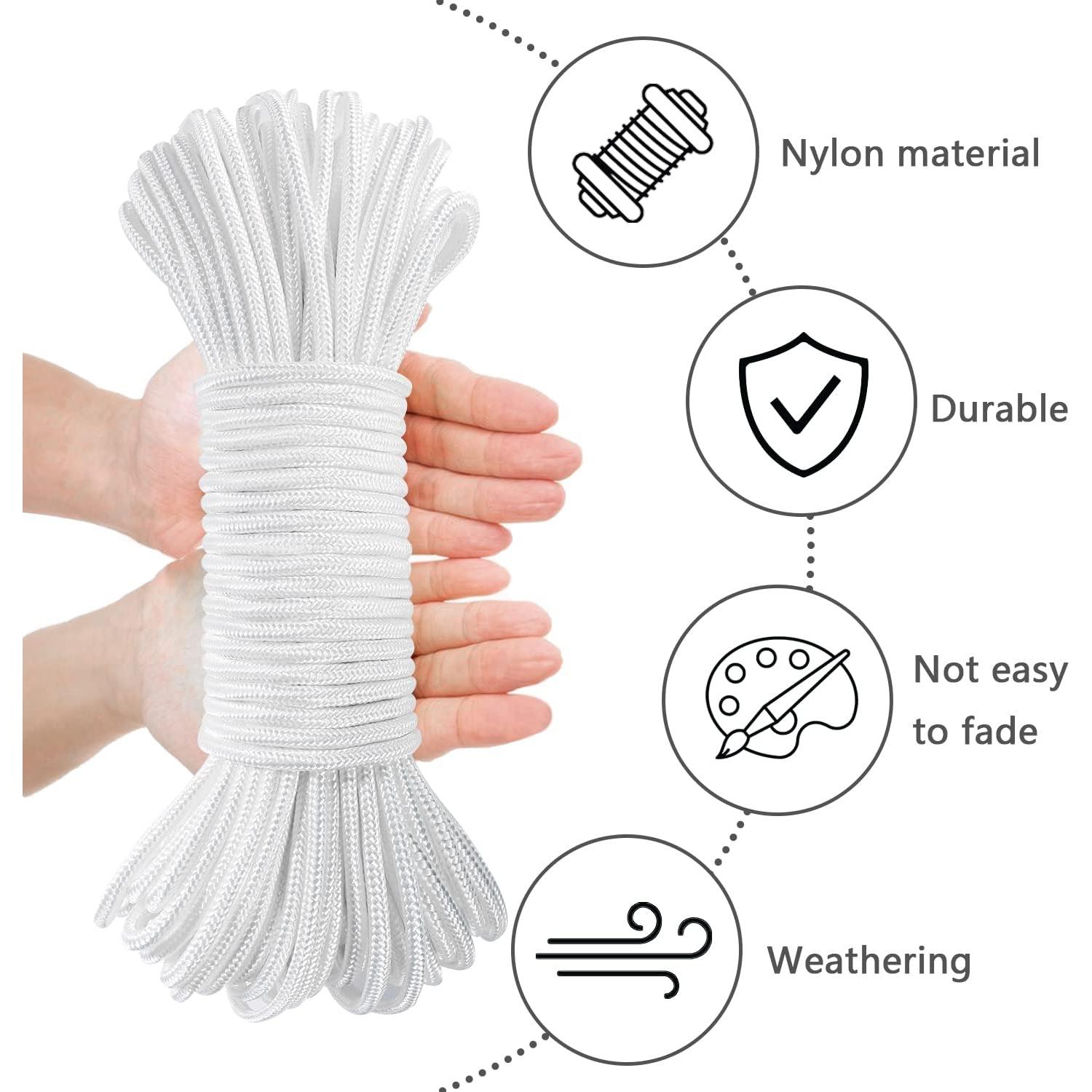 Cuerda de Bandera DKHDBD 30.48m Nylon 6.35mm con 4 Ganchos