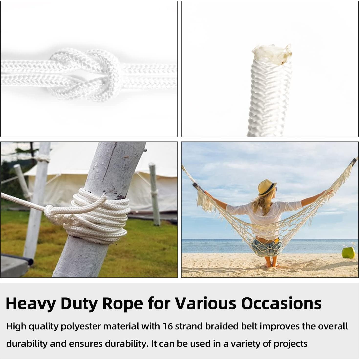 Cuerda de Bandera DKHDBD 30.48m Nylon 6.35mm con 4 Ganchos