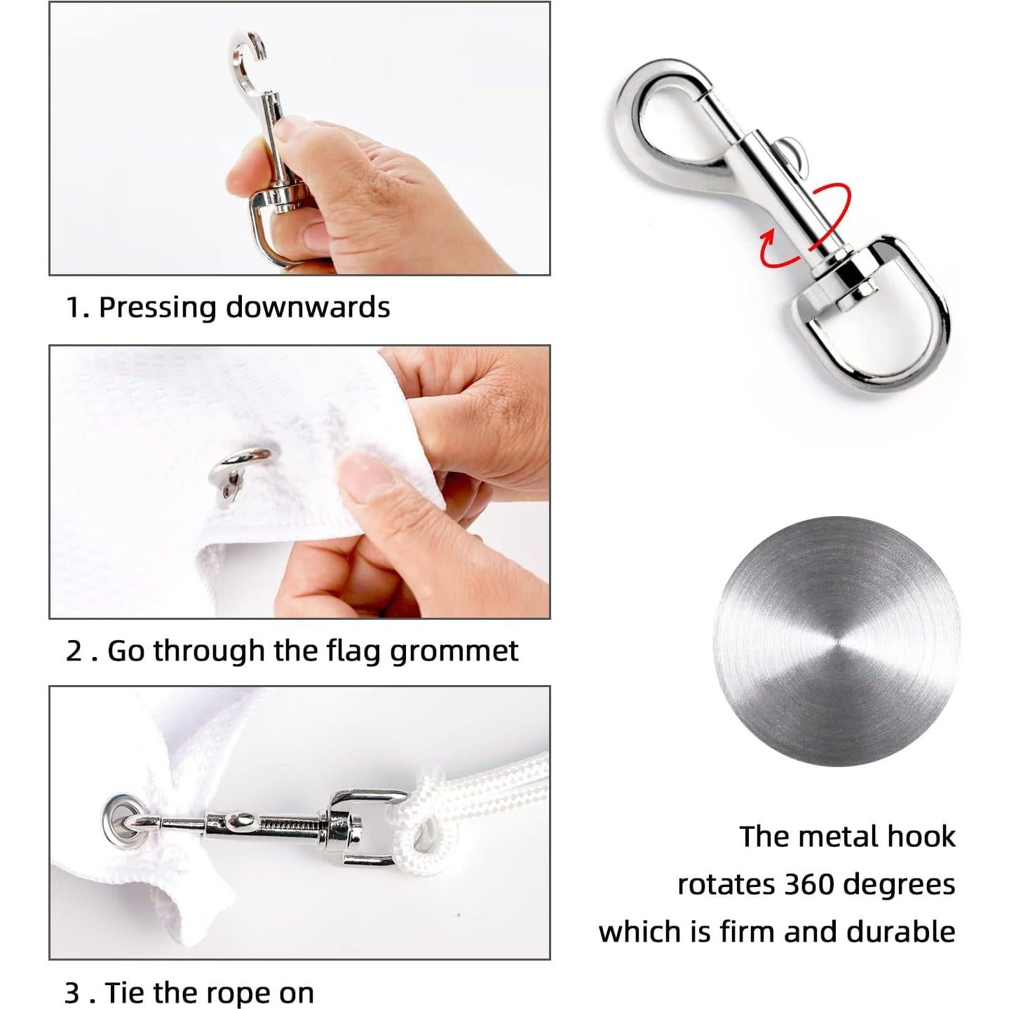 Cuerda de Bandera DKHDBD 30.48m Nylon 6.35mm con 4 Ganchos