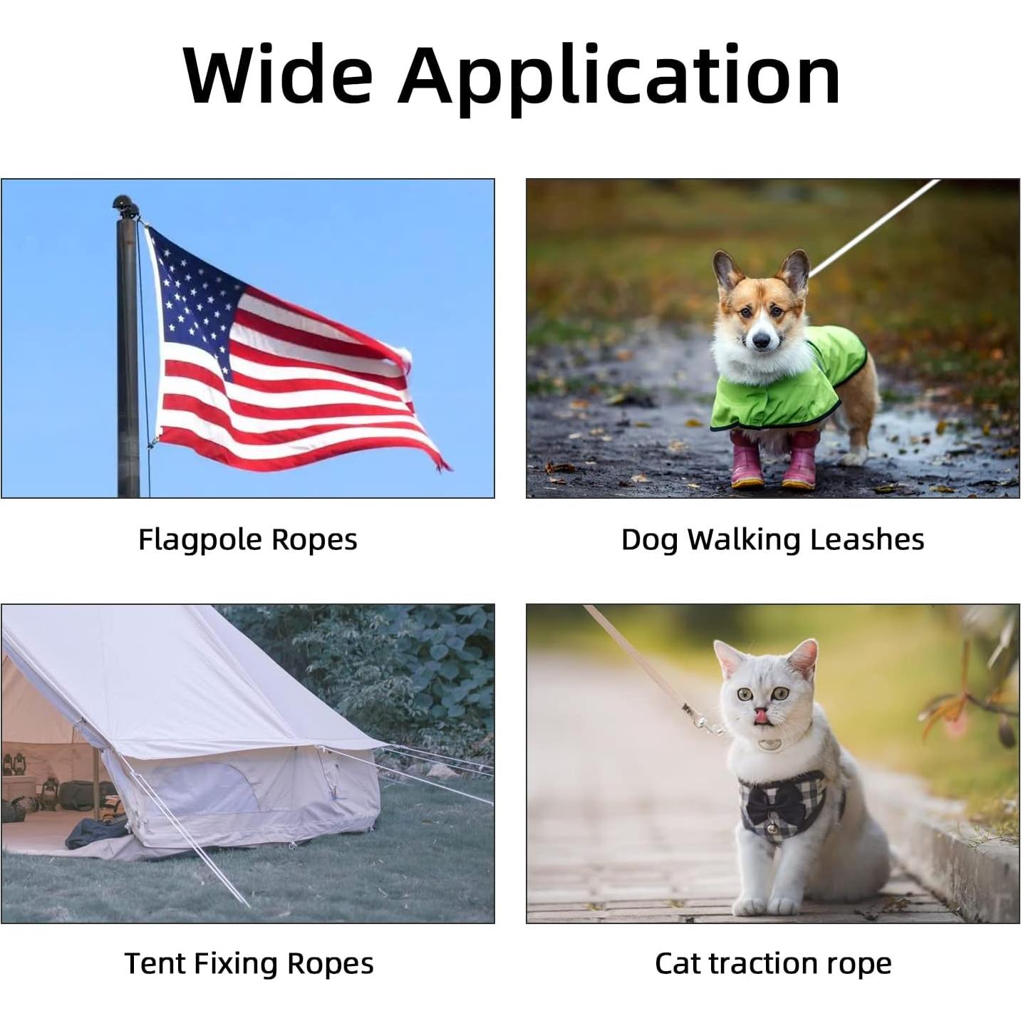 Cuerda de Bandera DKHDBD 30.48m Nylon 6.35mm con 4 Ganchos