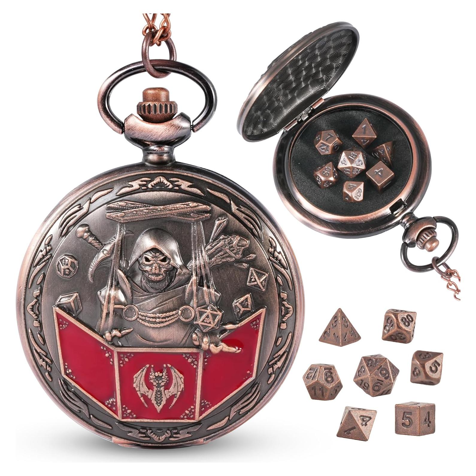 Juego de Dados D&D Banloga 7PCS Metal Cobre Mini Estuche