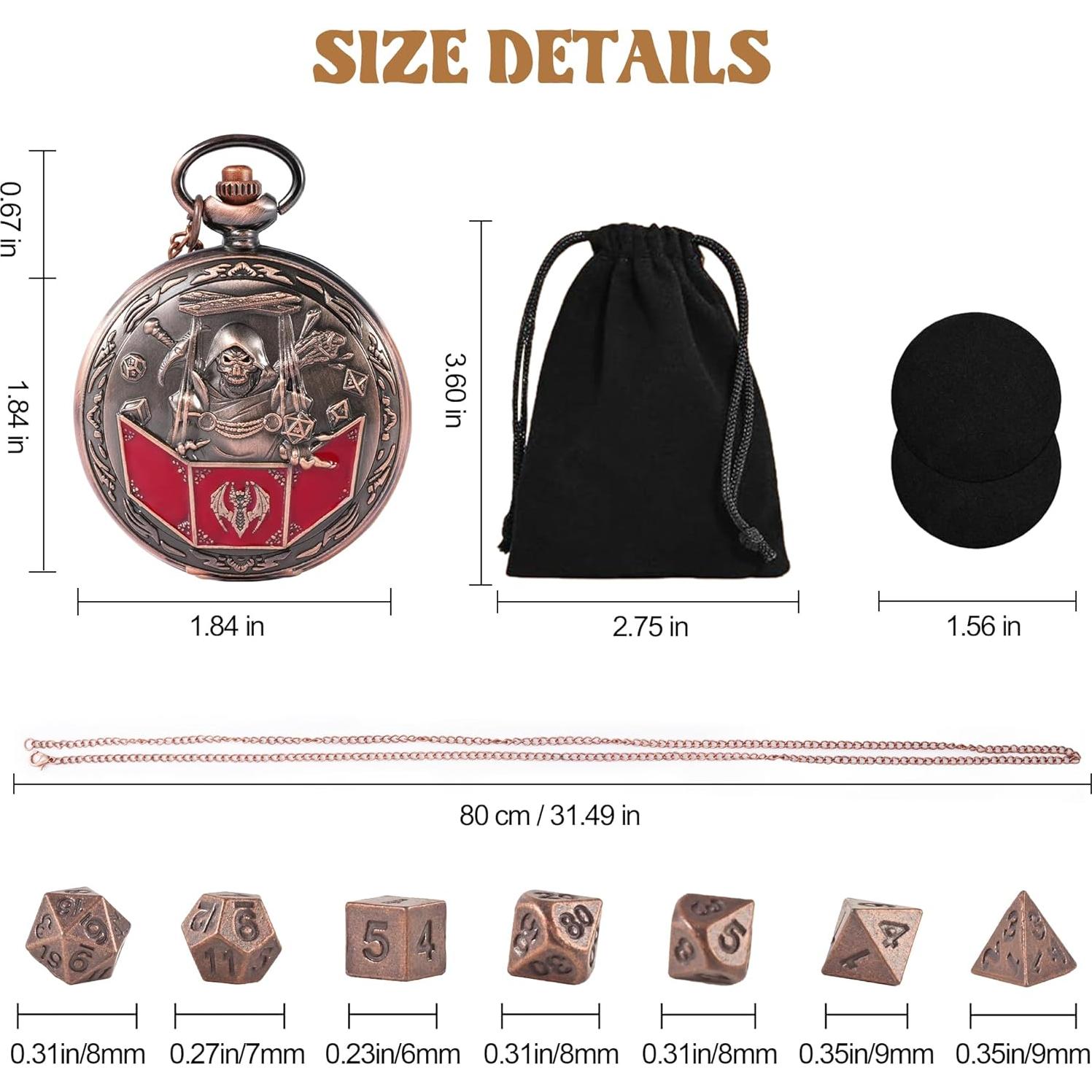 Juego de Dados D&D Banloga 7PCS Metal Cobre Mini Estuche