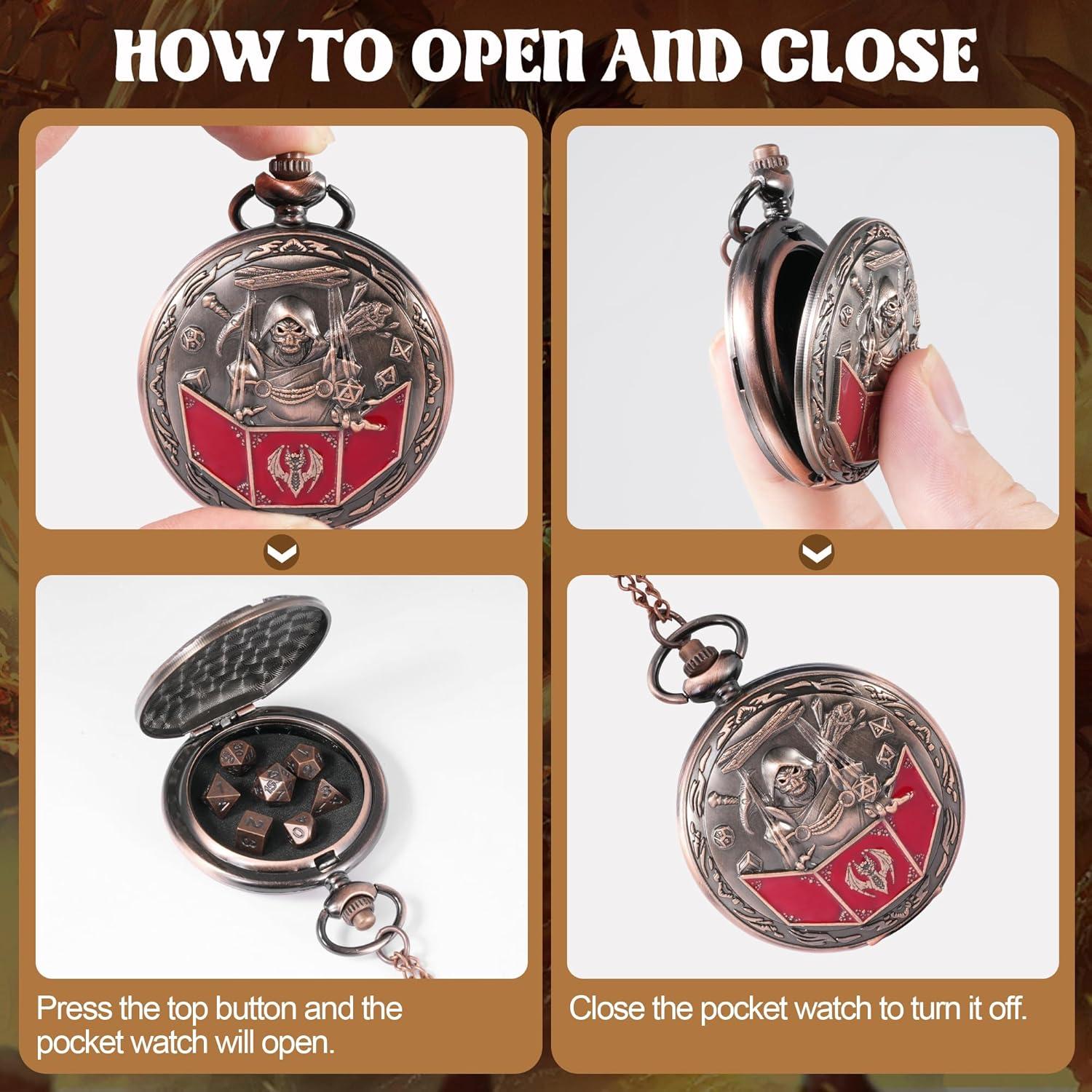 Juego de Dados D&D Banloga 7PCS Metal Cobre Mini Estuche