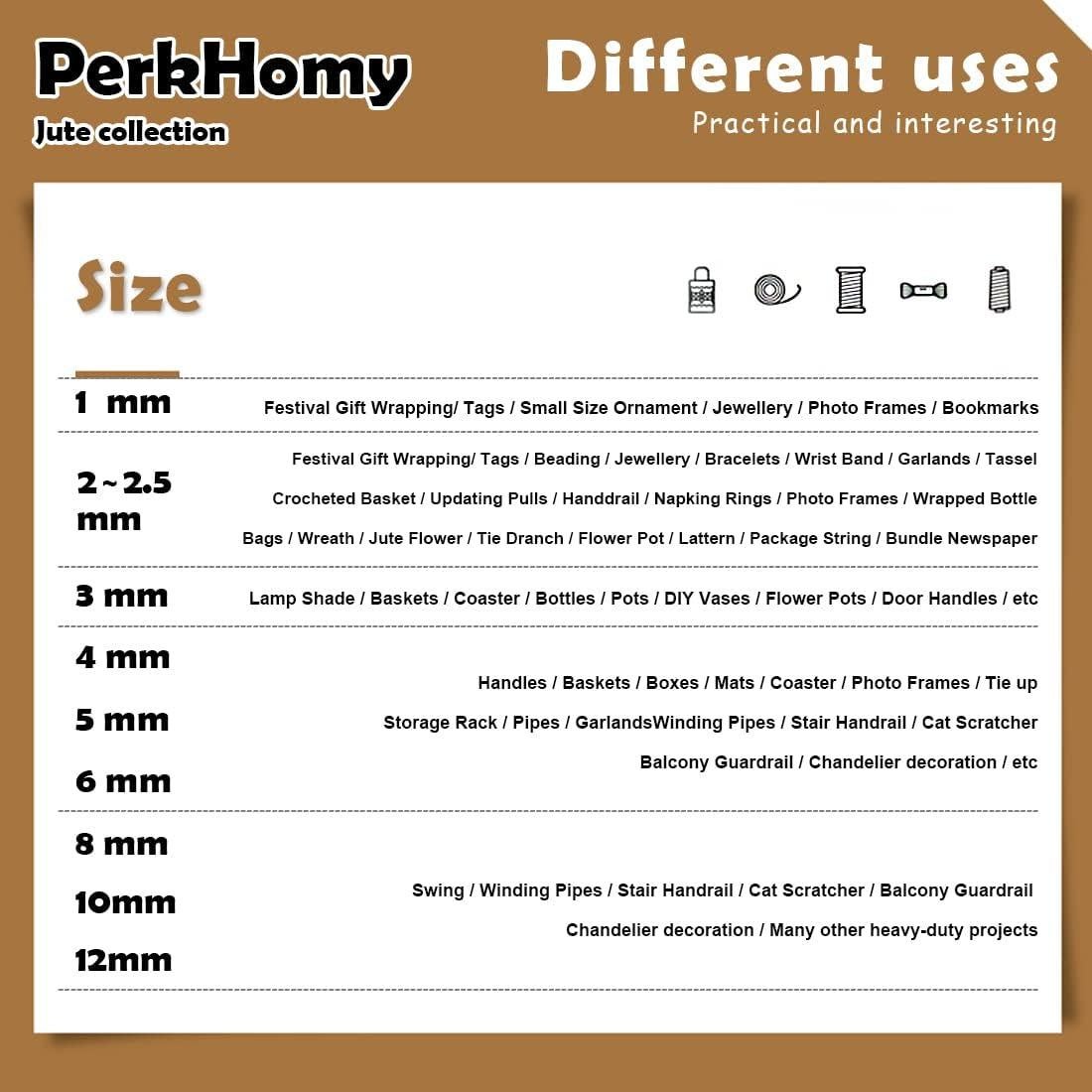 Cuerda de Yute 1100FT PH Perkhomy 2mm Natural para Manualidades