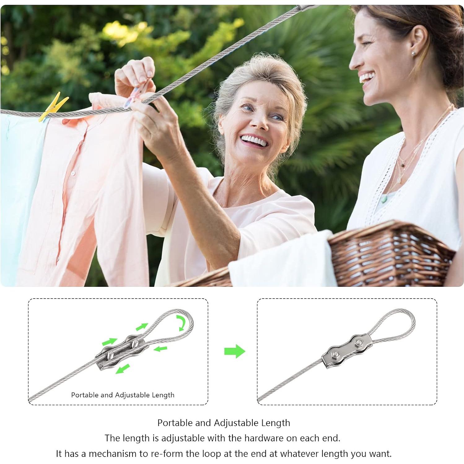 Cuerda para Ropa Portátil Skysunny 6m Acero Inoxidable Resistente