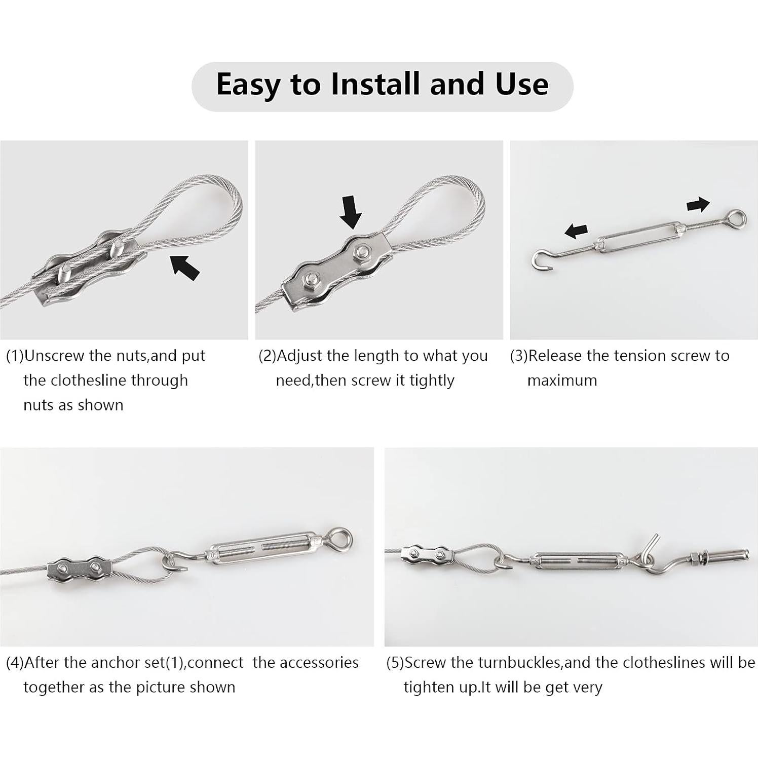Cuerda para Ropa Portátil Skysunny 6m Acero Inoxidable Resistente