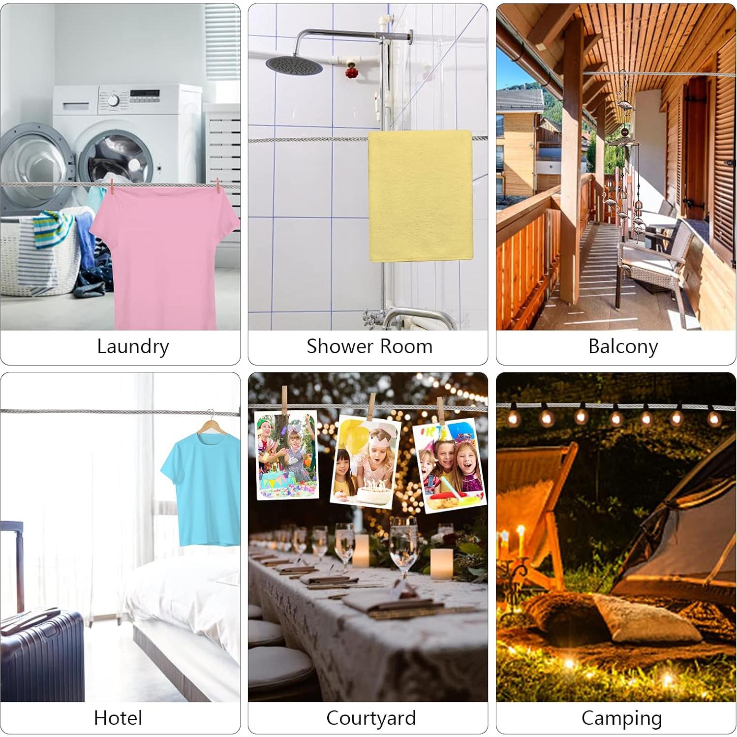 Cuerda para Ropa Portátil Skysunny 6m Acero Inoxidable Resistente