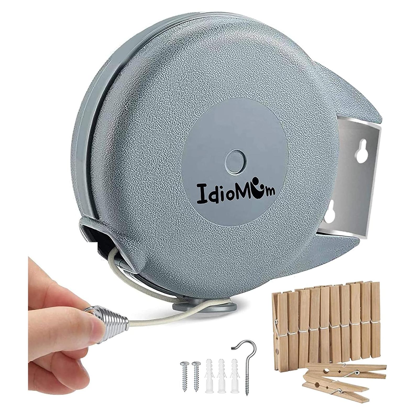 Cuerda de Ropa Retráctil IDIOMUM 12 Pinzas 12 m Alta Resistencia