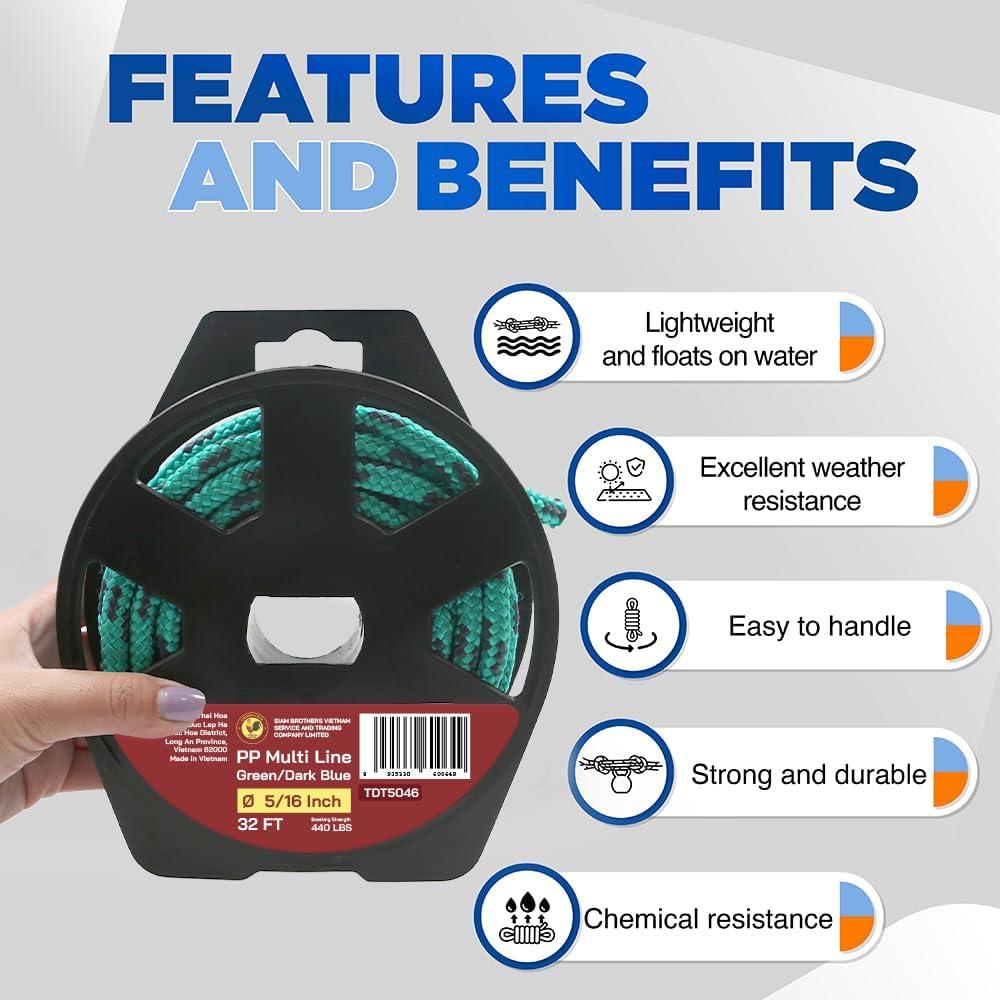 Cuerda de Utilidad 8 mm x 9.75 m GOLDEN COCK Trenzado Diamante