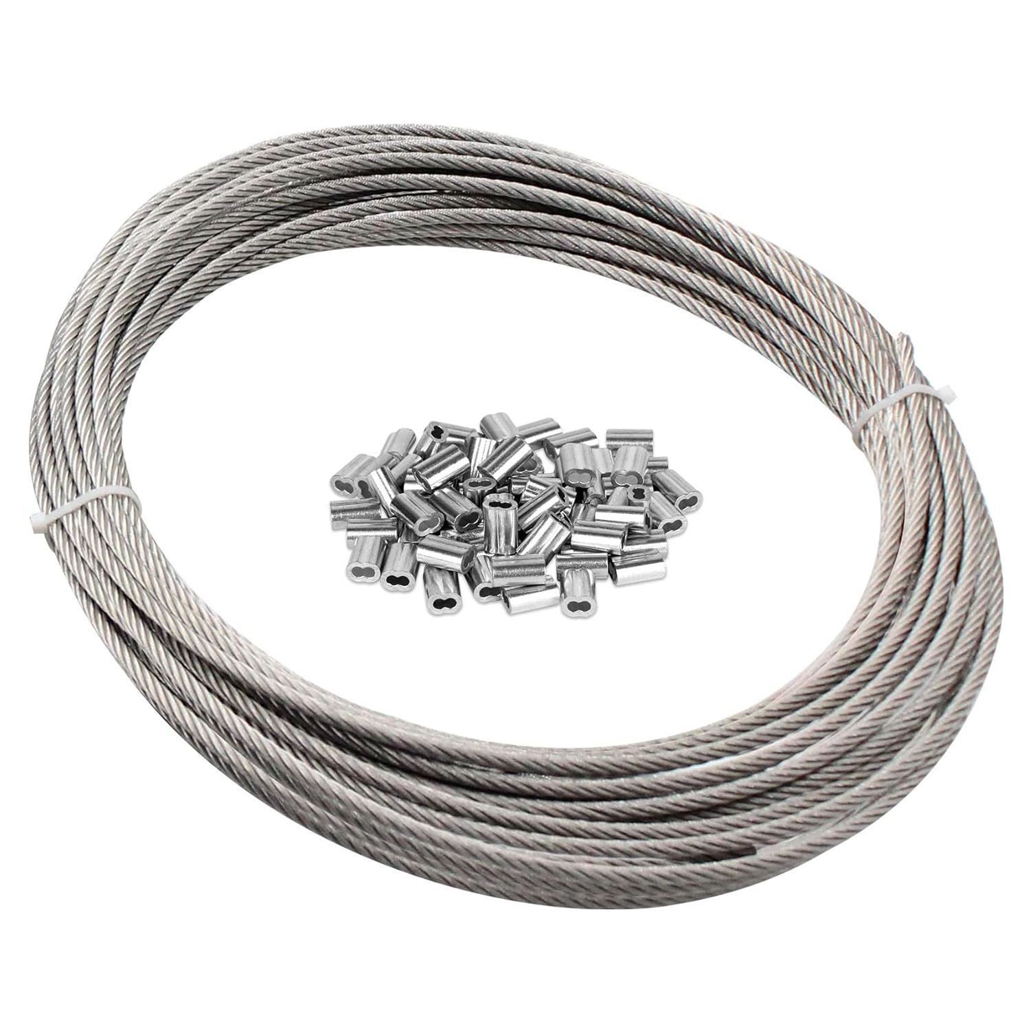 Cable de Acero Inoxidable 304 1.5mm x 30.48m con 50 Manguitos