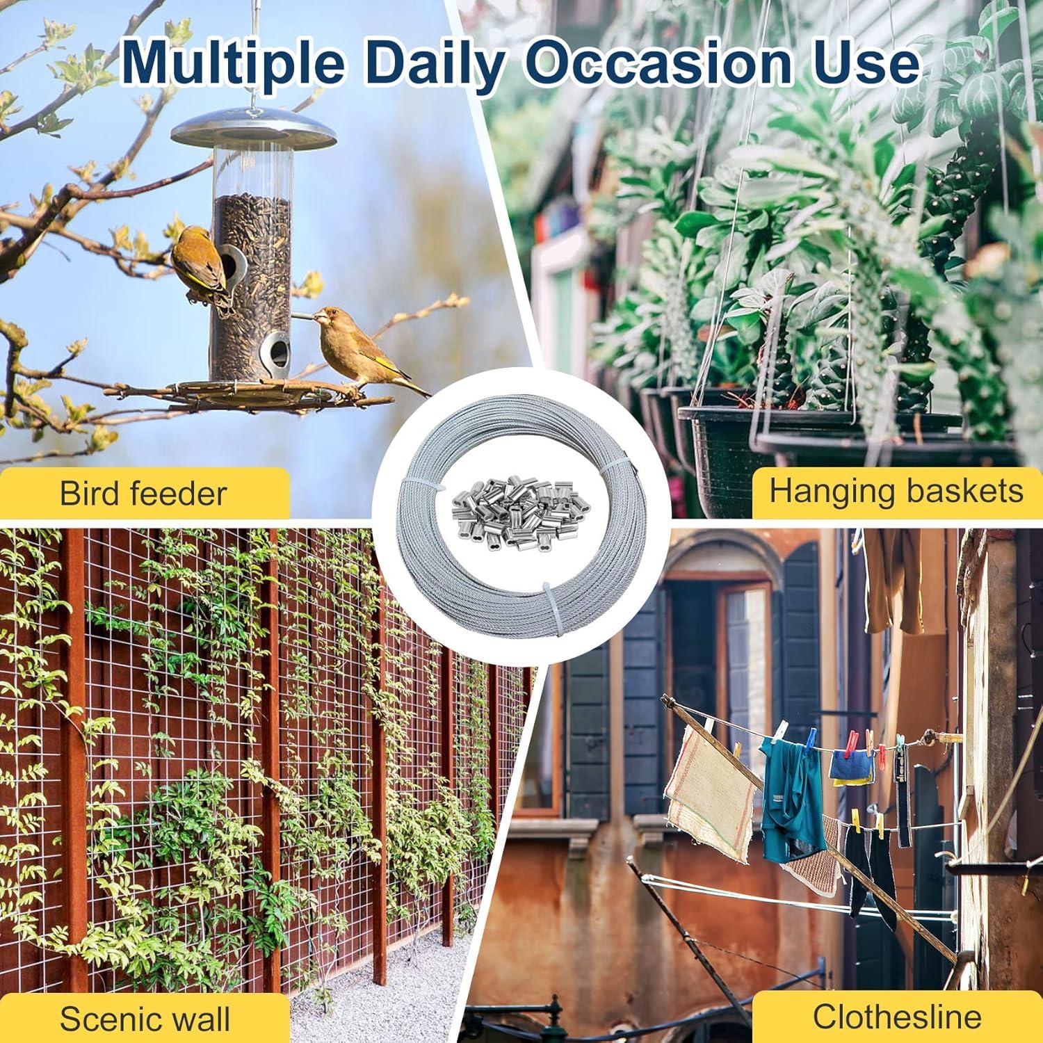 Cable de Acero Inoxidable 304 1.5mm x 30.48m con 50 Manguitos