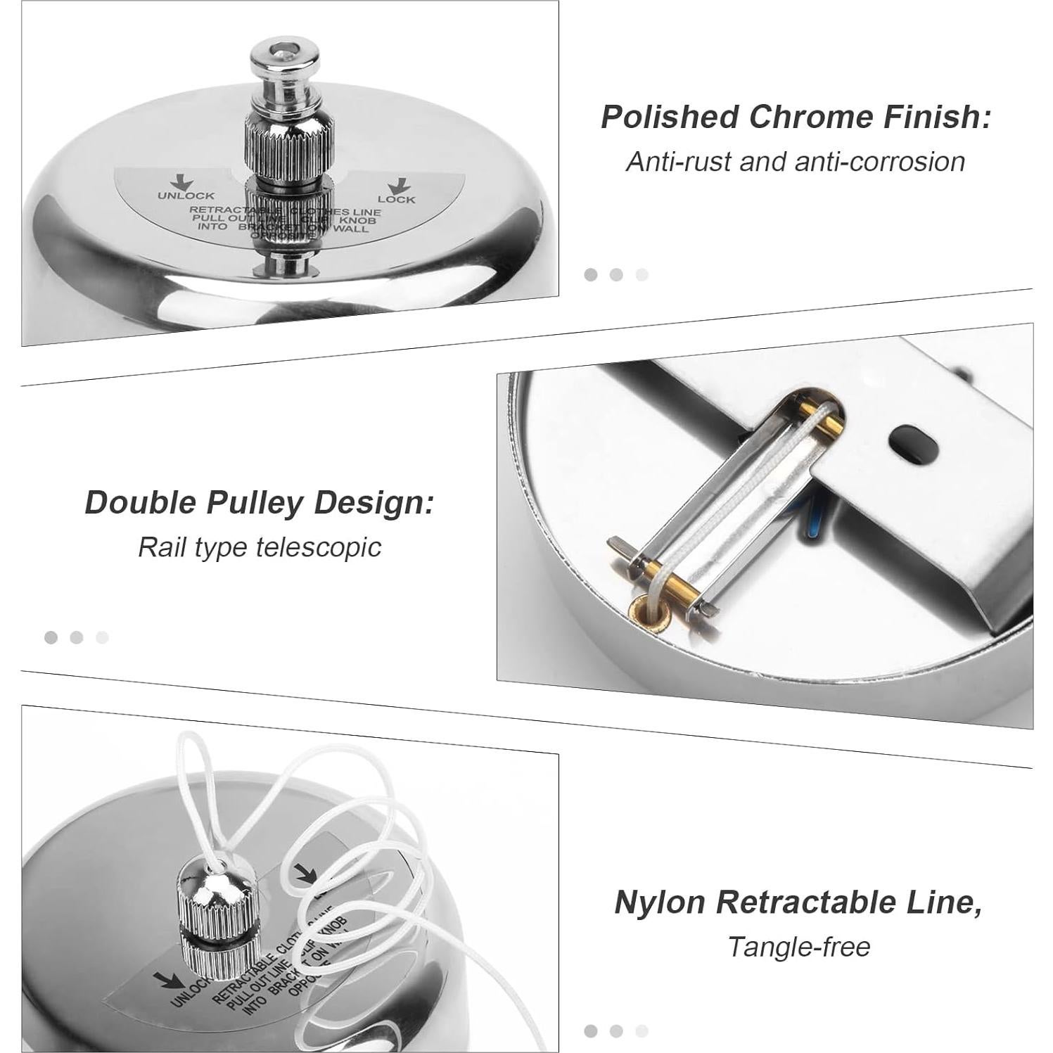 Cuerda de Ropa Retráctil Catcan 2.8m Acero Inoxidable 15kg