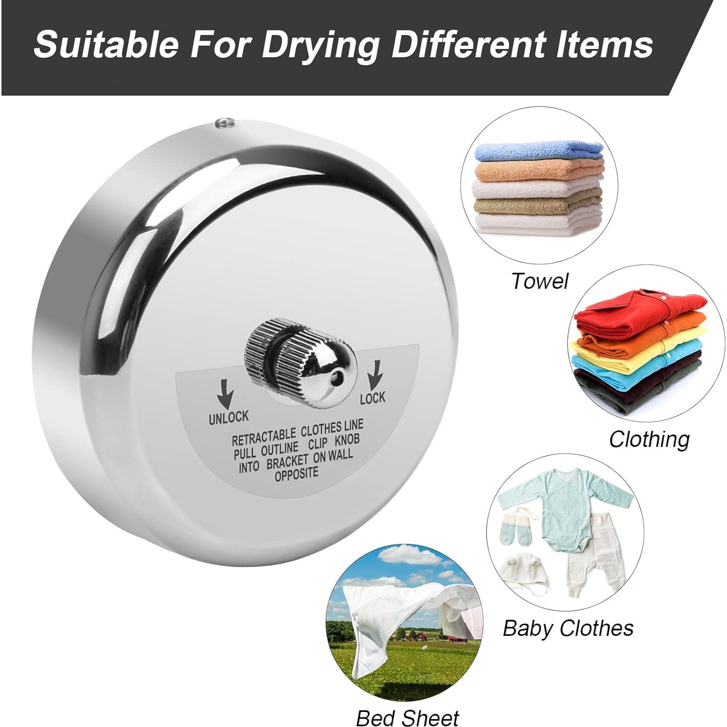 Cuerda de Ropa Retráctil Catcan 2.8m Acero Inoxidable 15kg