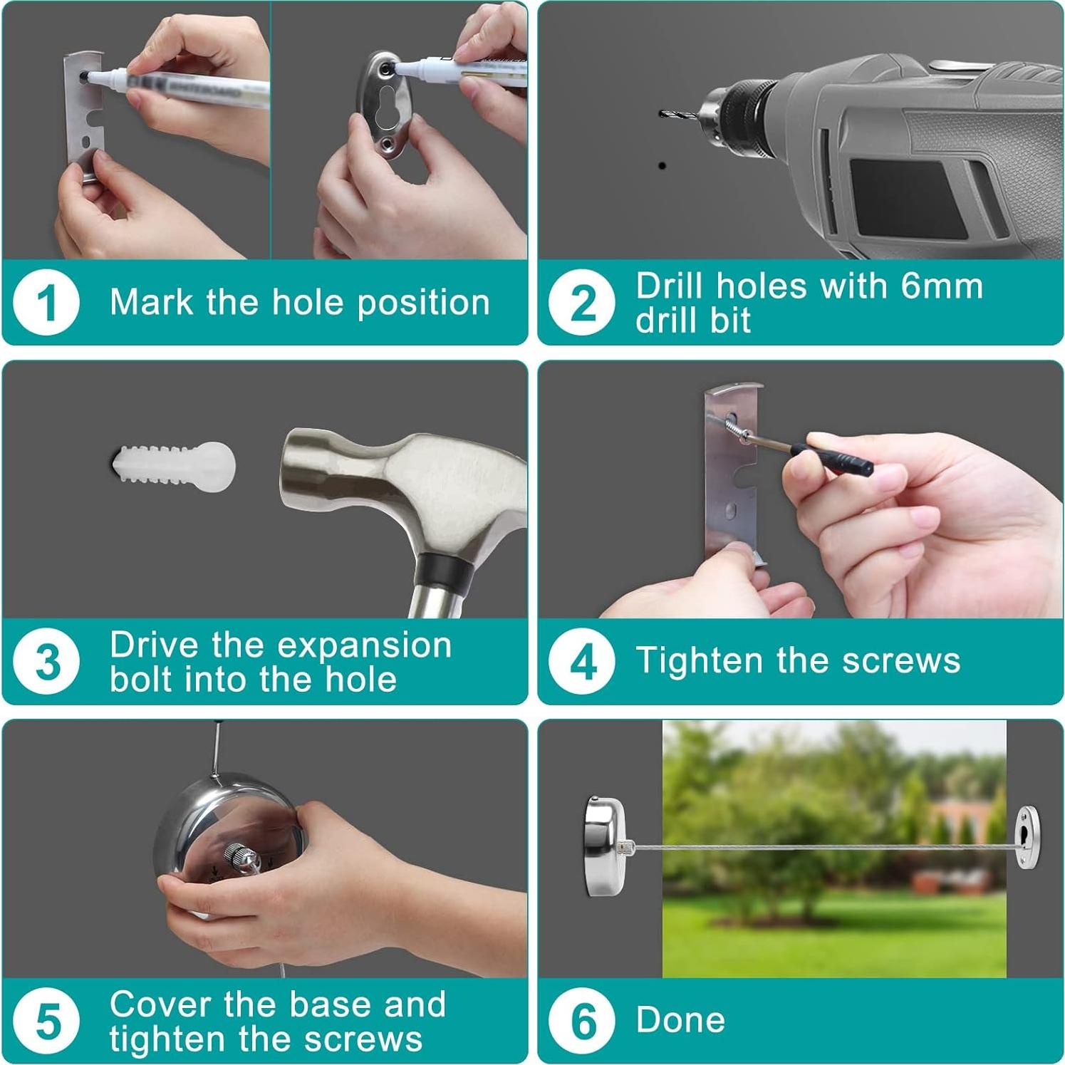 Cuerda de Ropa Retráctil Coolrunner 2.8m Acero Inoxidable 15kg