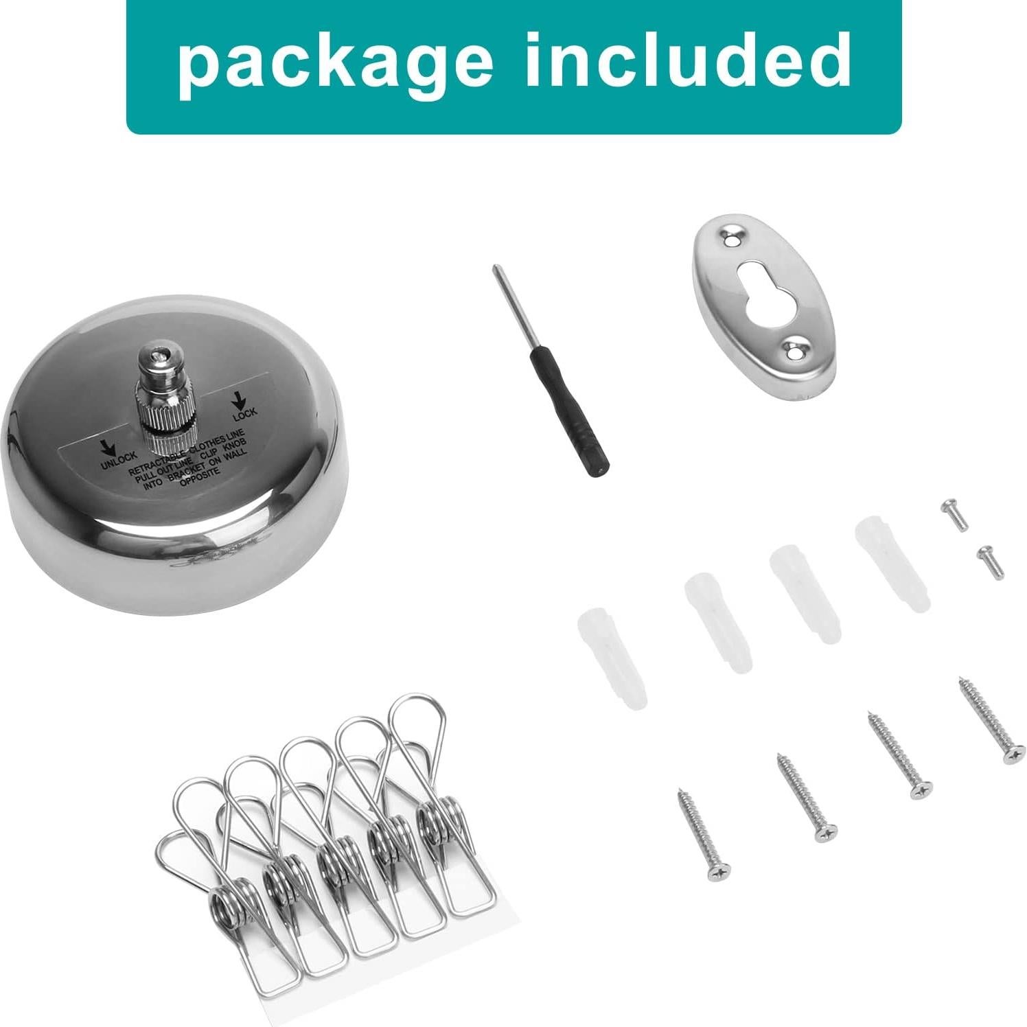 Cuerda de Ropa Retráctil Coolrunner 2.8m Acero Inoxidable 15kg