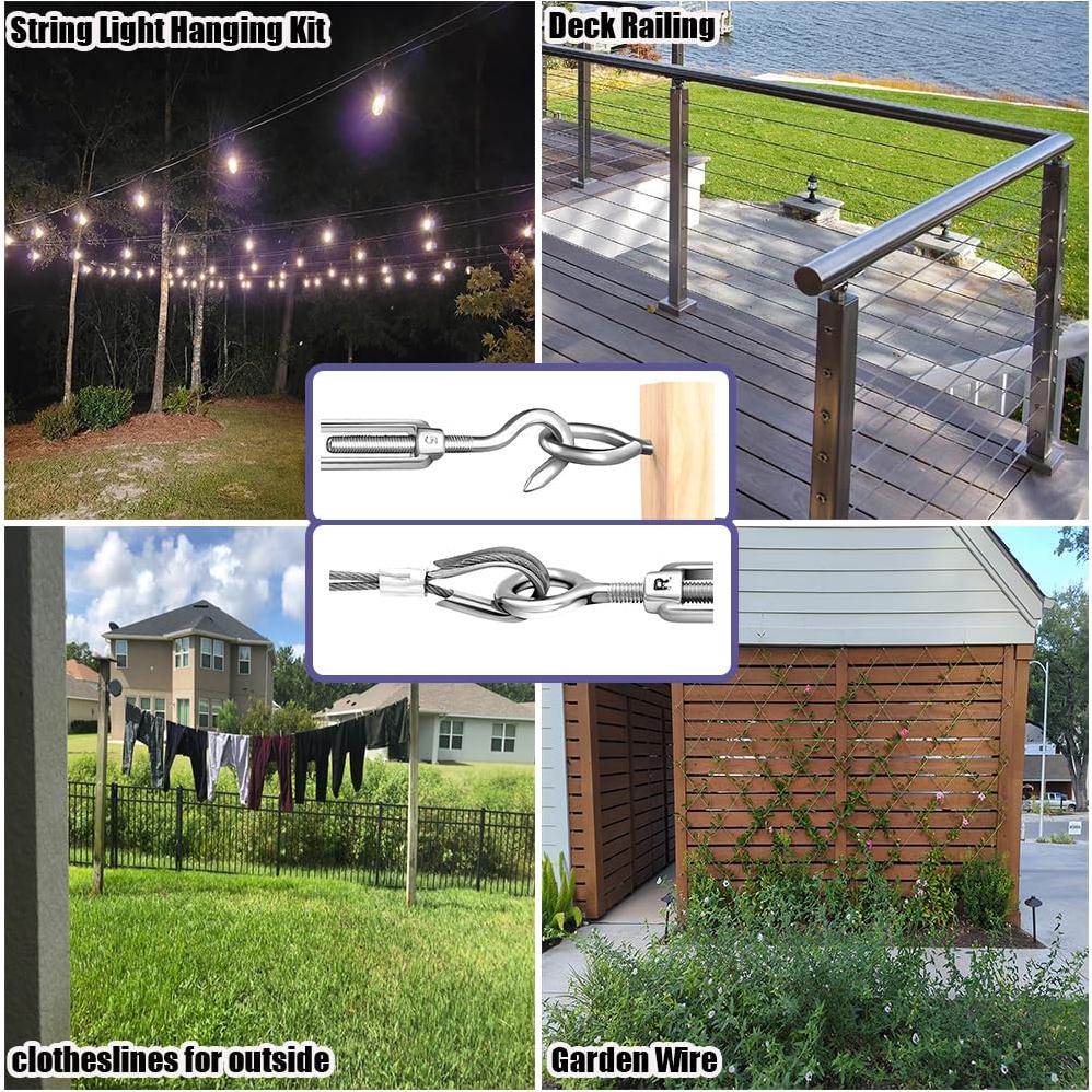 Cable de Acero Inoxidable 304 1/8" 30.48m con Tensor M5