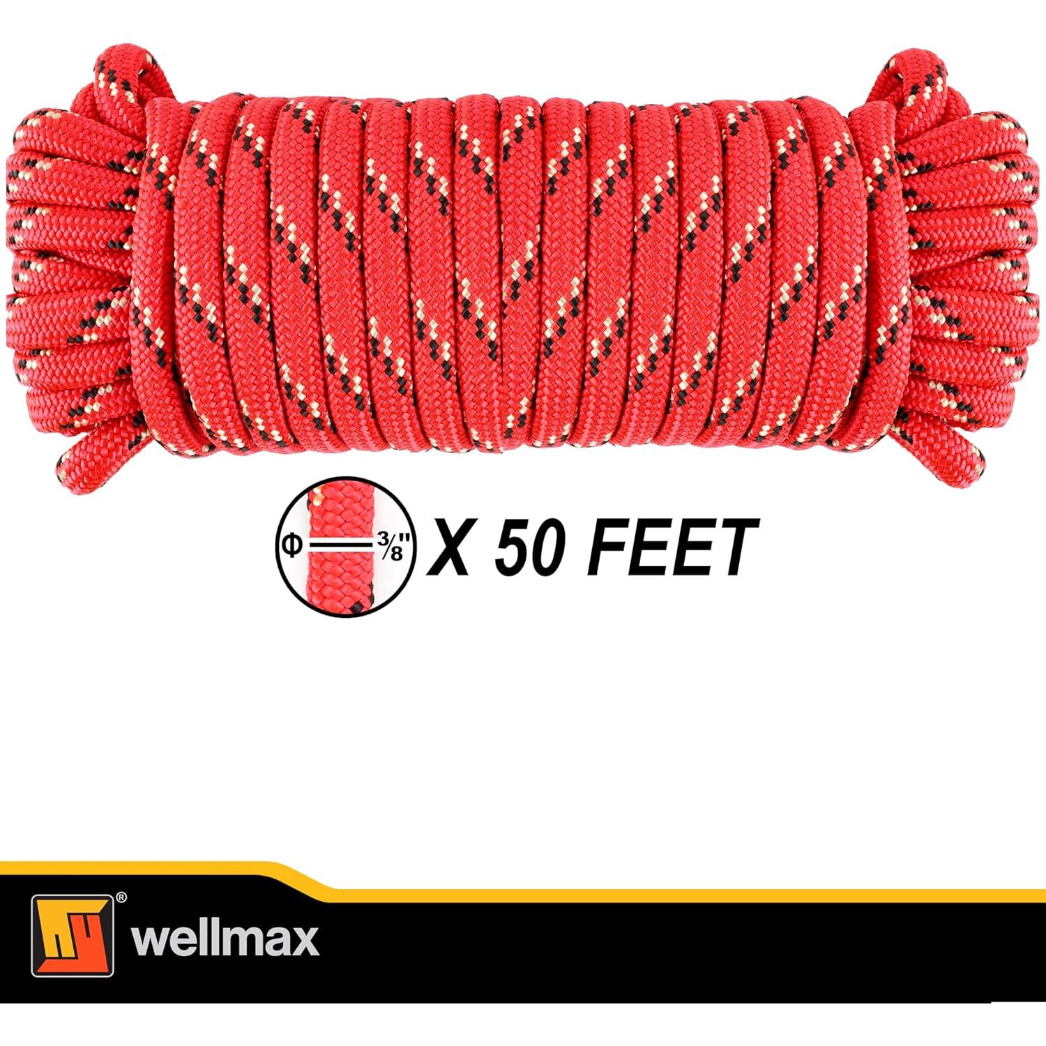 Cuerda de Nylon Trenzada Wellmax 0.96 cm x 15.24 m - Rojo